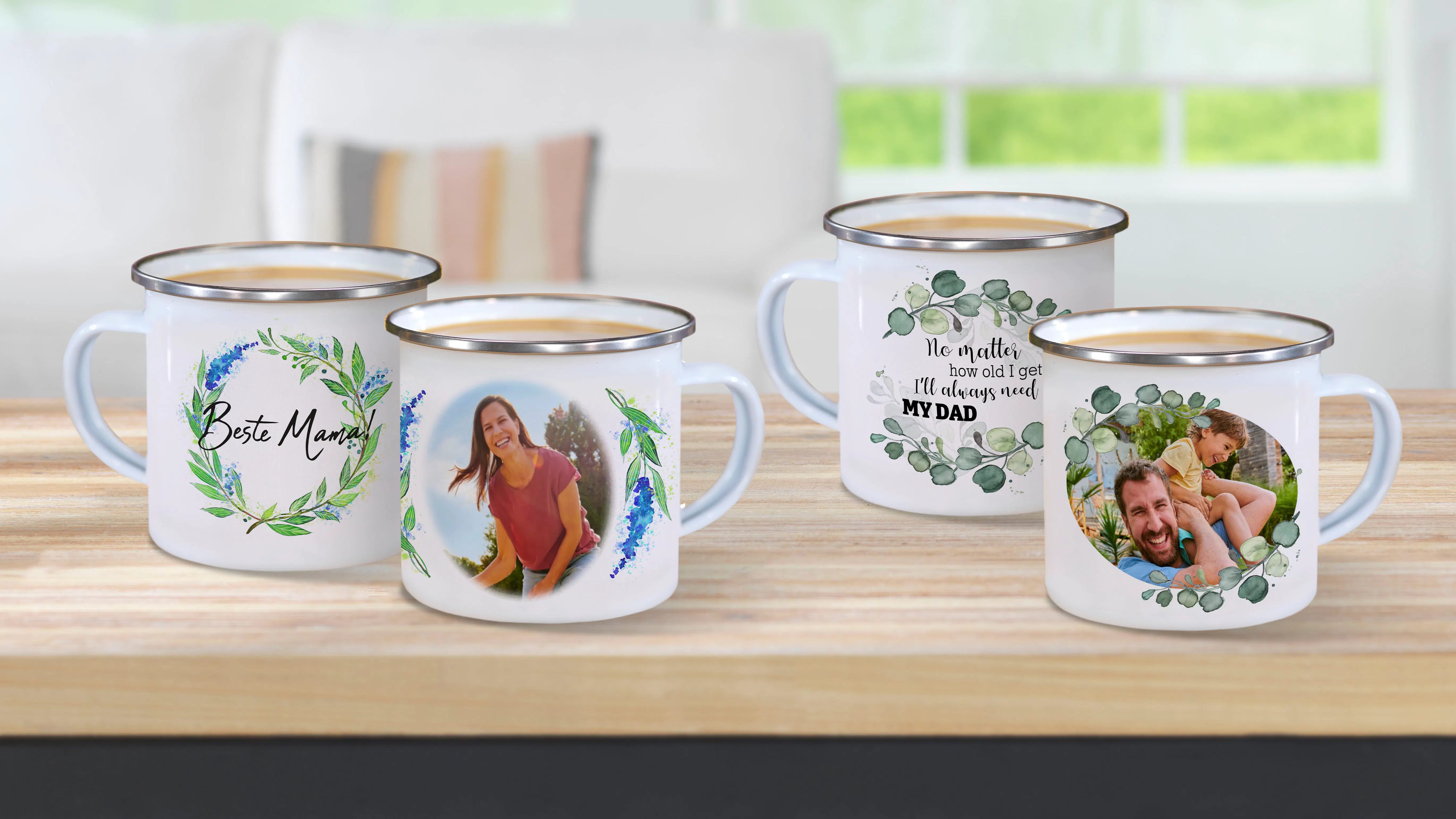 Taza personalizada de metal esmaltado