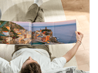 Panoramasider i din Pixum fotobog Pixum fotobog med en udklappelig panoramaside med et landskabsmotiv