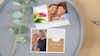 Tarjetas personalizadas plegables con fotos con una pareja en ella fotografiada desde arriba