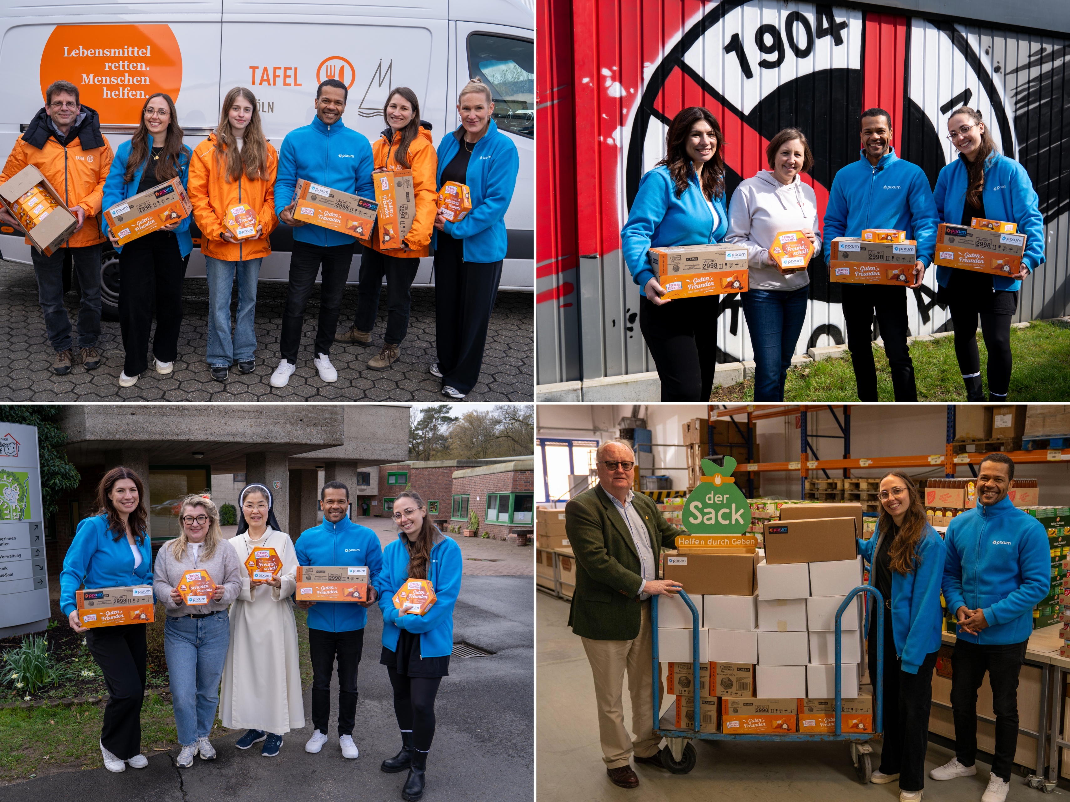 Pixum Mitarbeitende übergeben eine Spende von 50.000 Pralinen an gemeinnützige Organisationen 