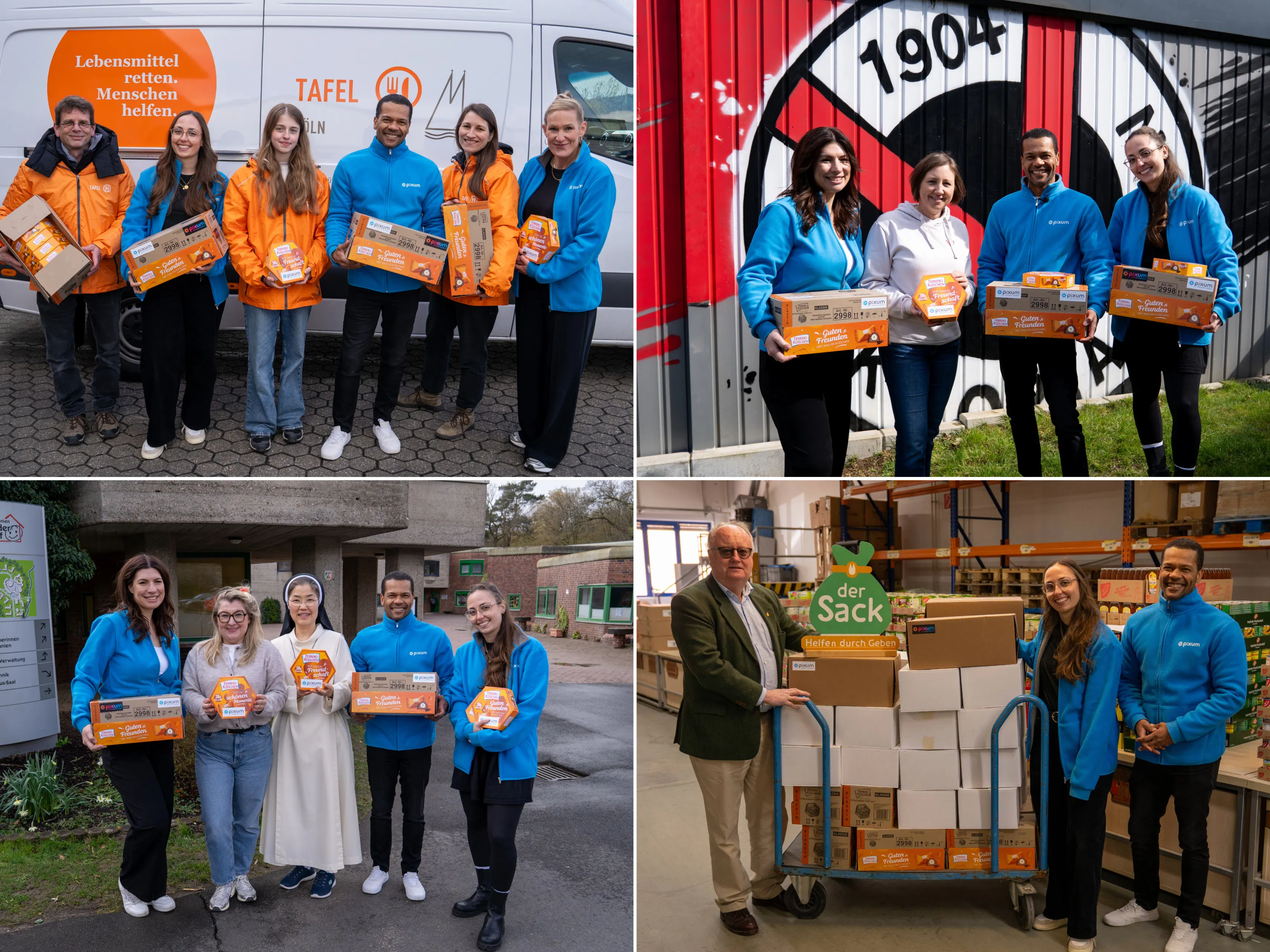 Pixum Mitarbeitende übergeben eine Spende von 50.000 Pralinen an gemeinnützige Organisationen 