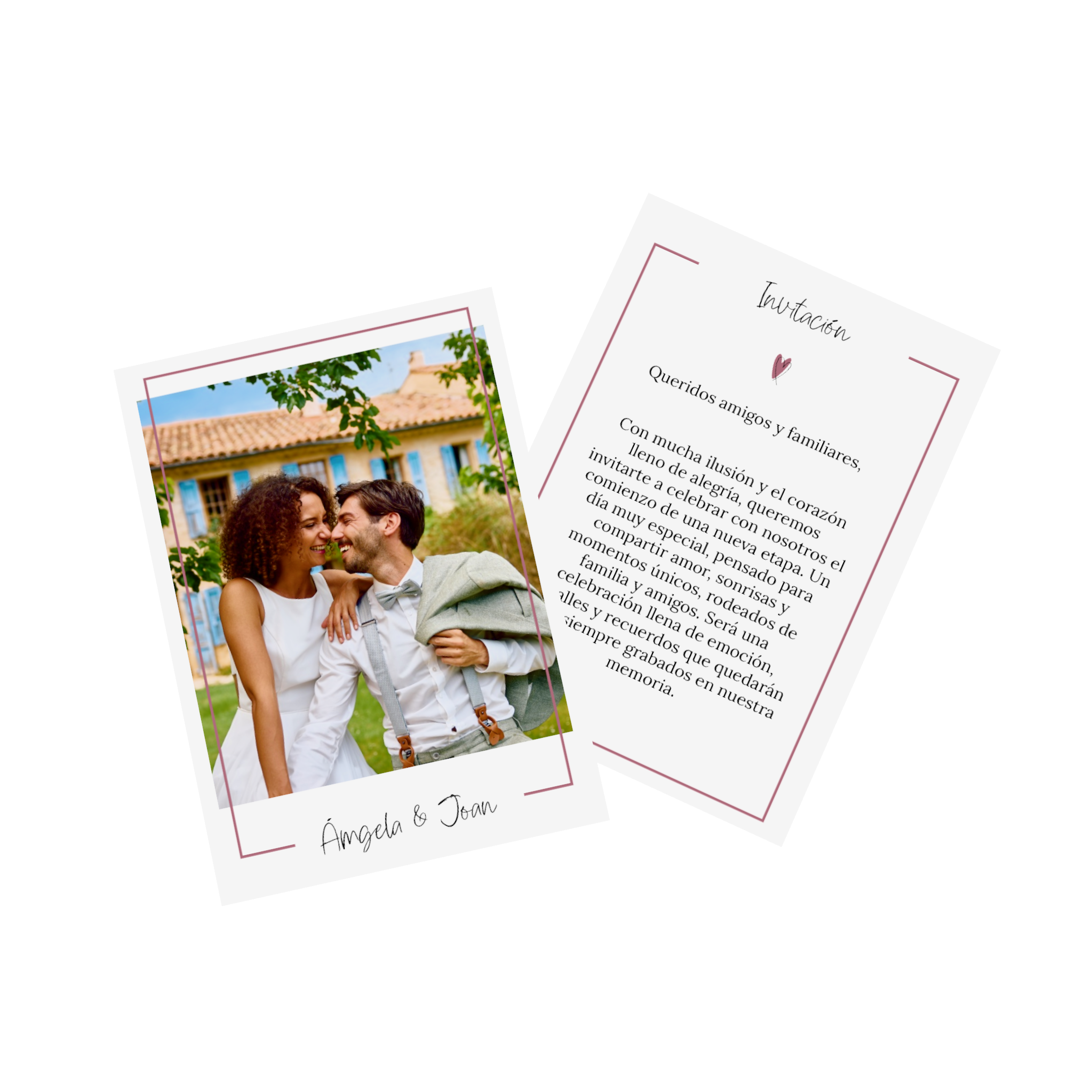 Tarjetas de boda personalizadas con foto y texto