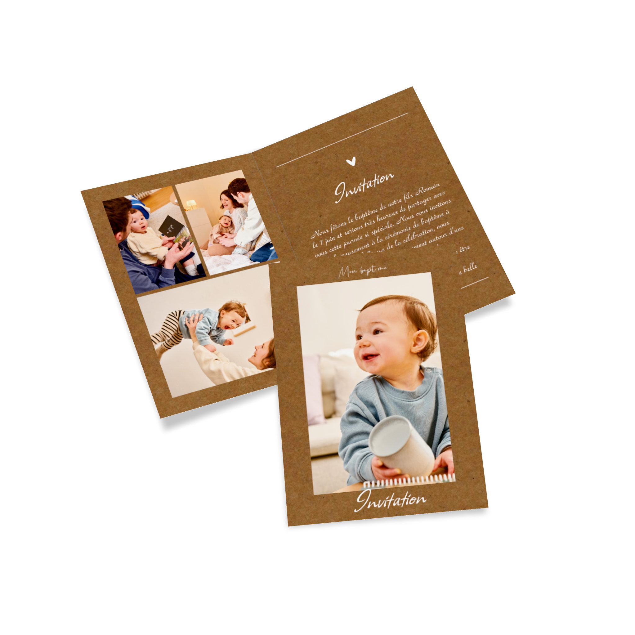 Carte d'invitation de baptême Little Krafts.