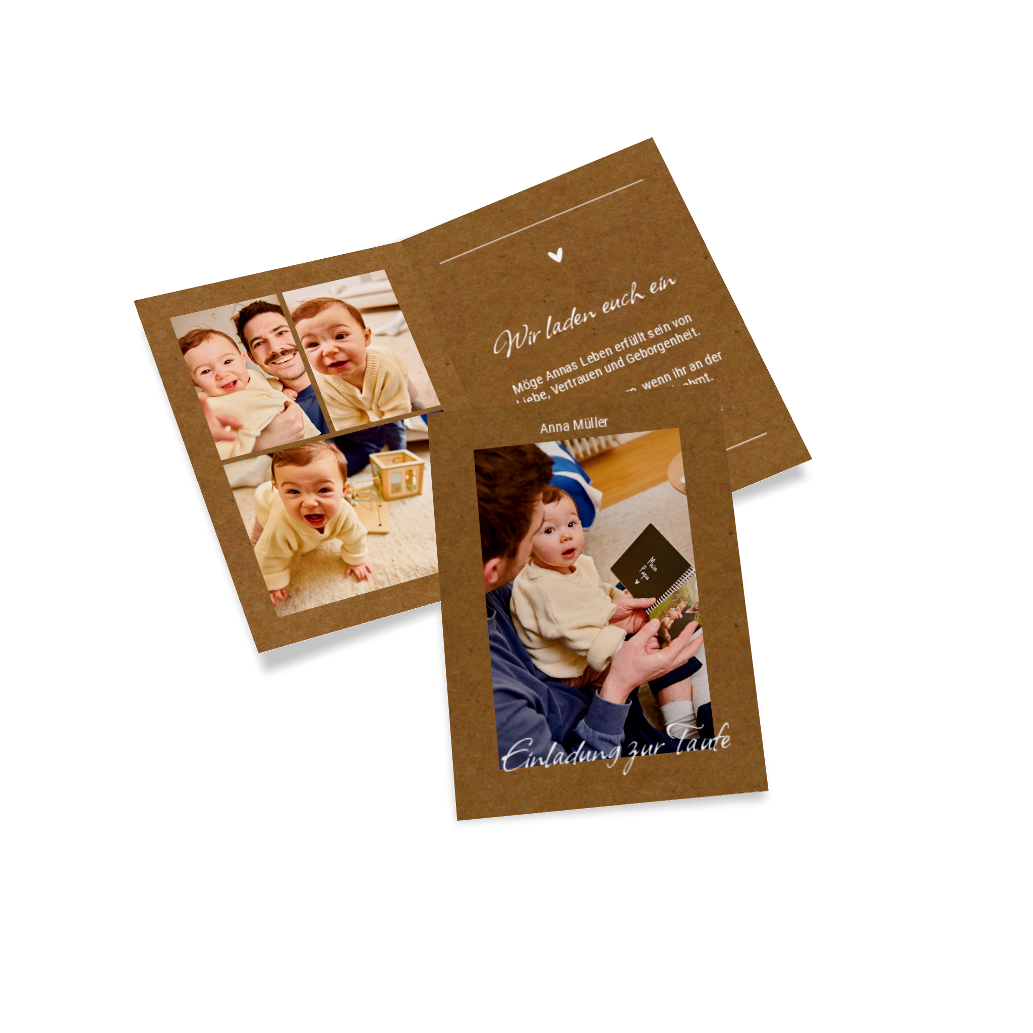 Einladungskarte zur Taufe mit eigenem Foto und individuellem text.
