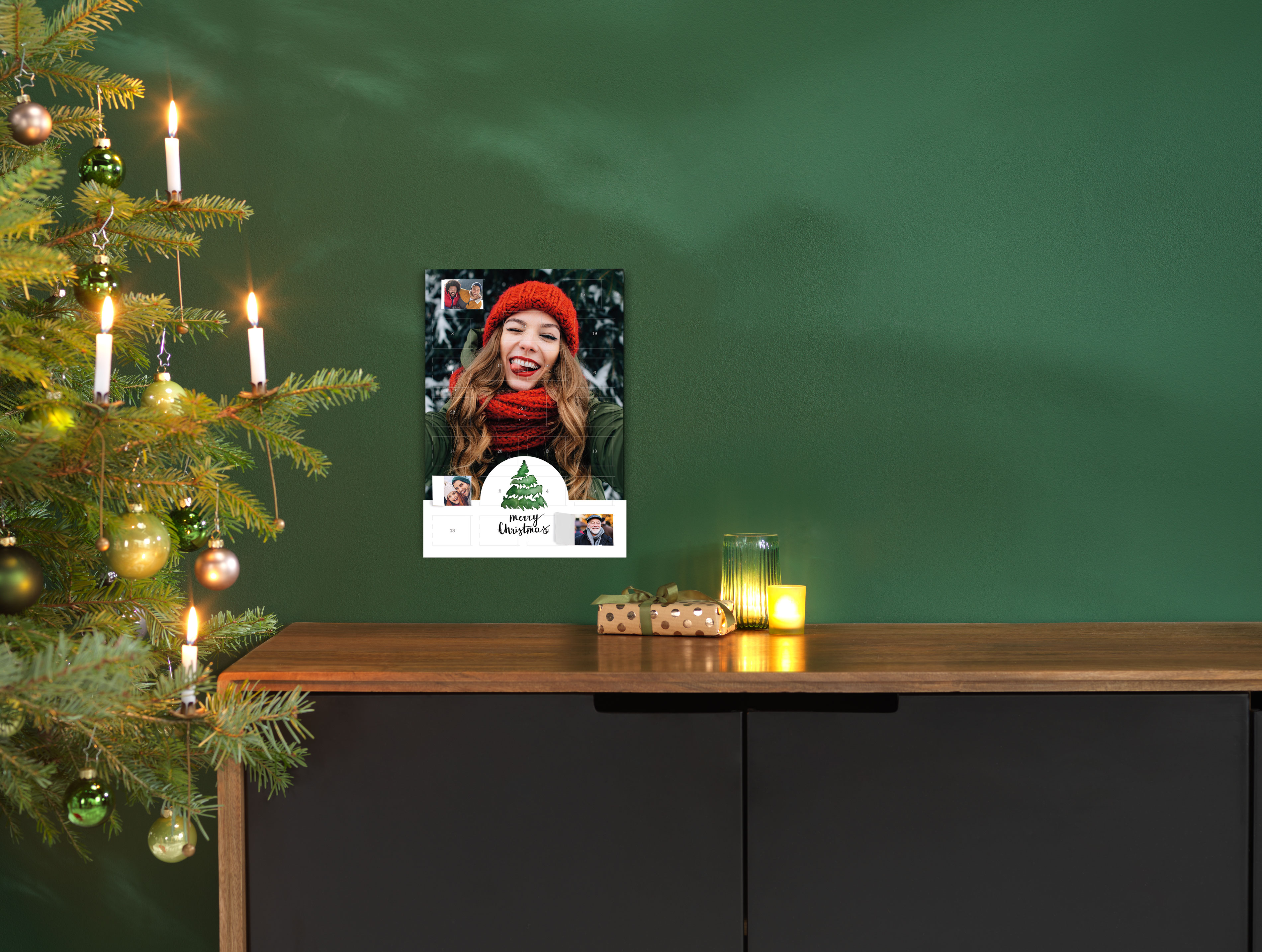 Türchenbilder Adventskalender mit winterlichen Motiven im Ambiente