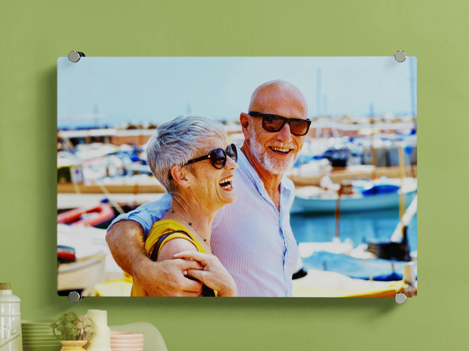 Tableau plexi avec une photo d'un couple âgé
