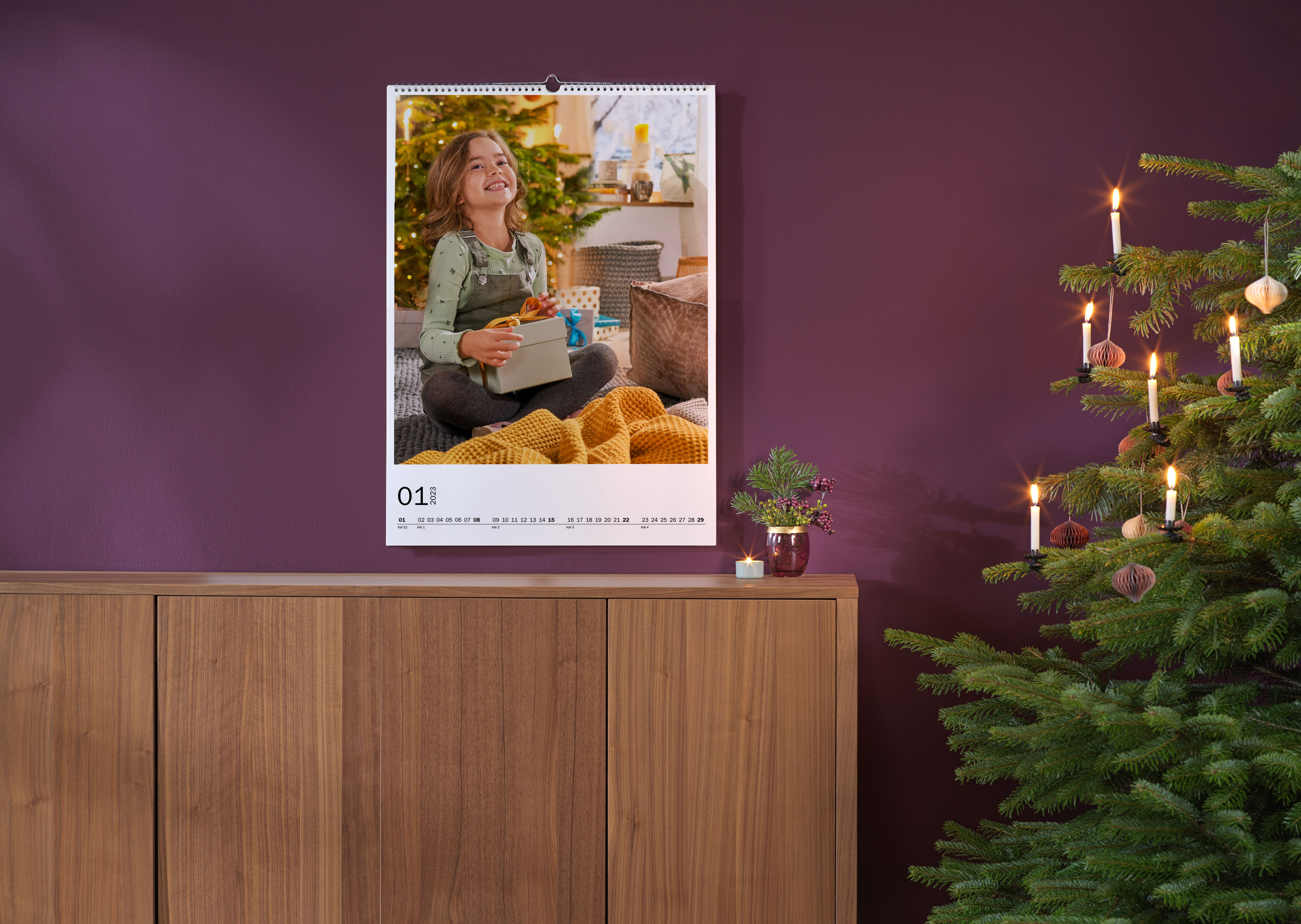 Calendario personalizado Pixum en formato A3 grande con fotos de Navidad