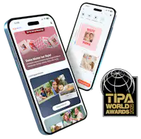 Bestelle in der Pixum App Der Startscreen der Pixum App mit den Produktkategorien