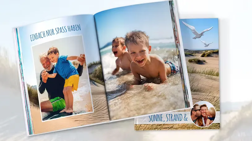 Sommerfotobuch mit Bildern eines Familienurlaubs Sommerfotobuch mit Bildern eines Familienurlaubs