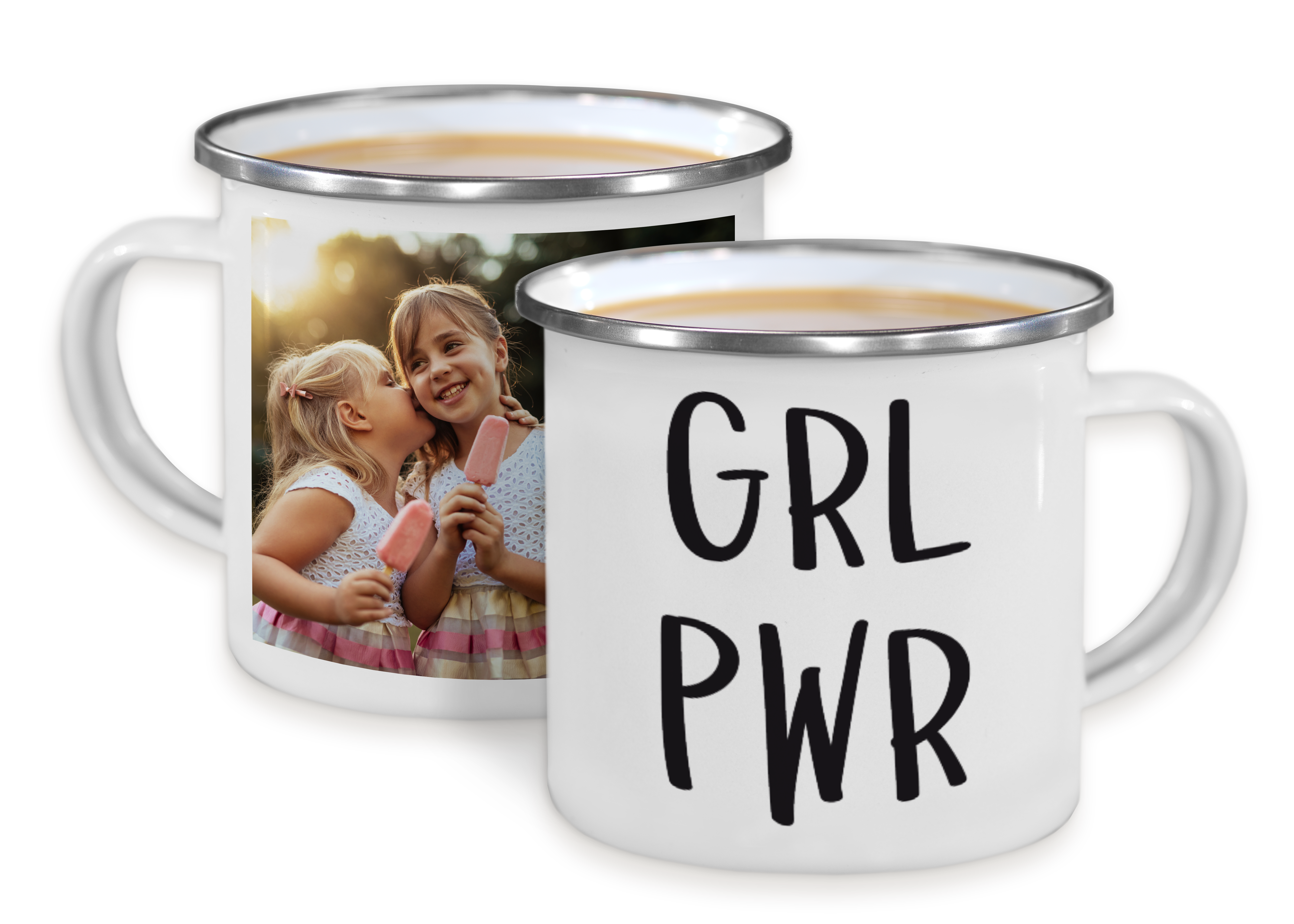 Freisteller der Fototasse Emaille mit und ohne Design