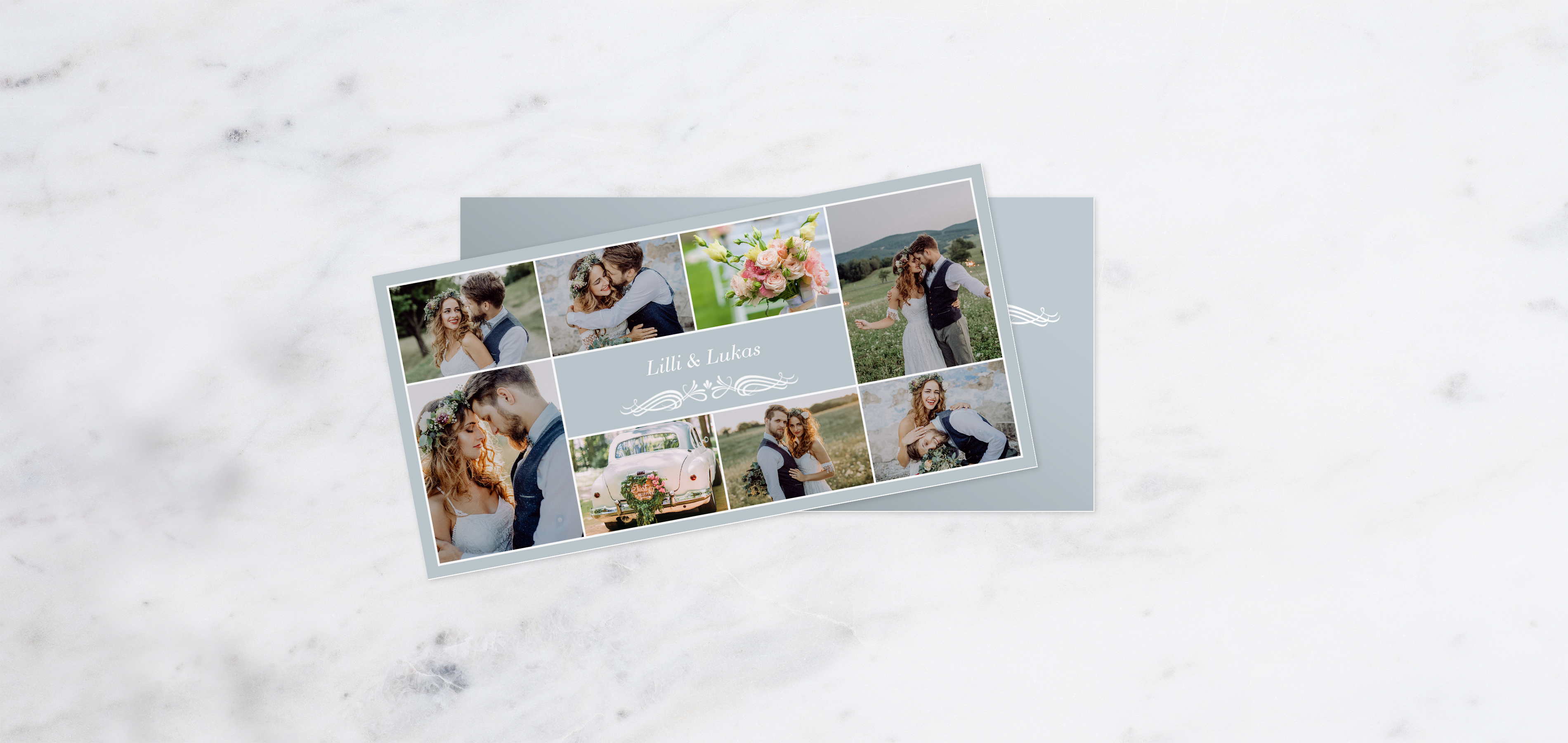 Biglietto personalizzato con foto di matrimonio e scritta