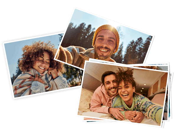 Imprimir fotos online Tres revelados de fotos con motivos de una pareja en otoño o invierno