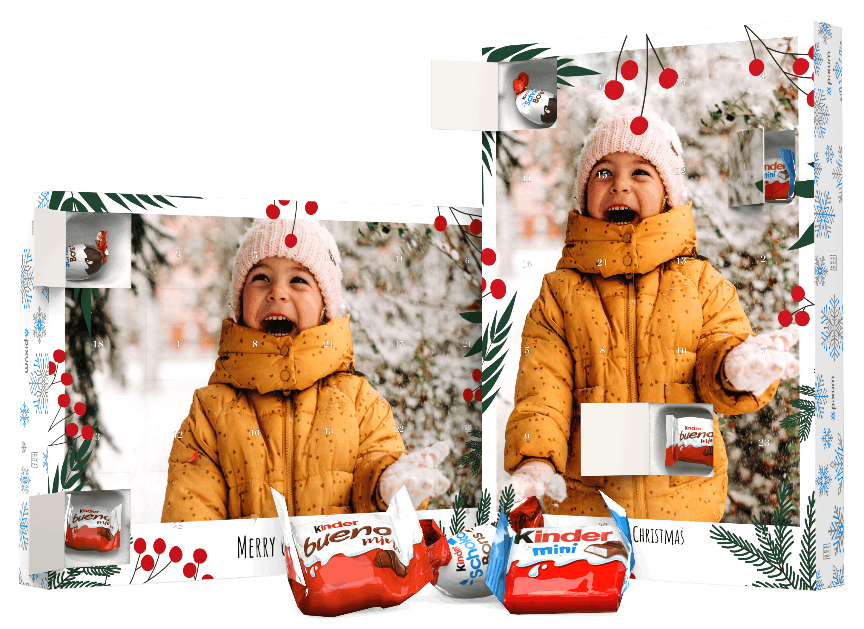 Calendrier de l'Avent kinder Calendrier de l'Avent kinder personnalisé avec une photo d'une petite fille dans la neige