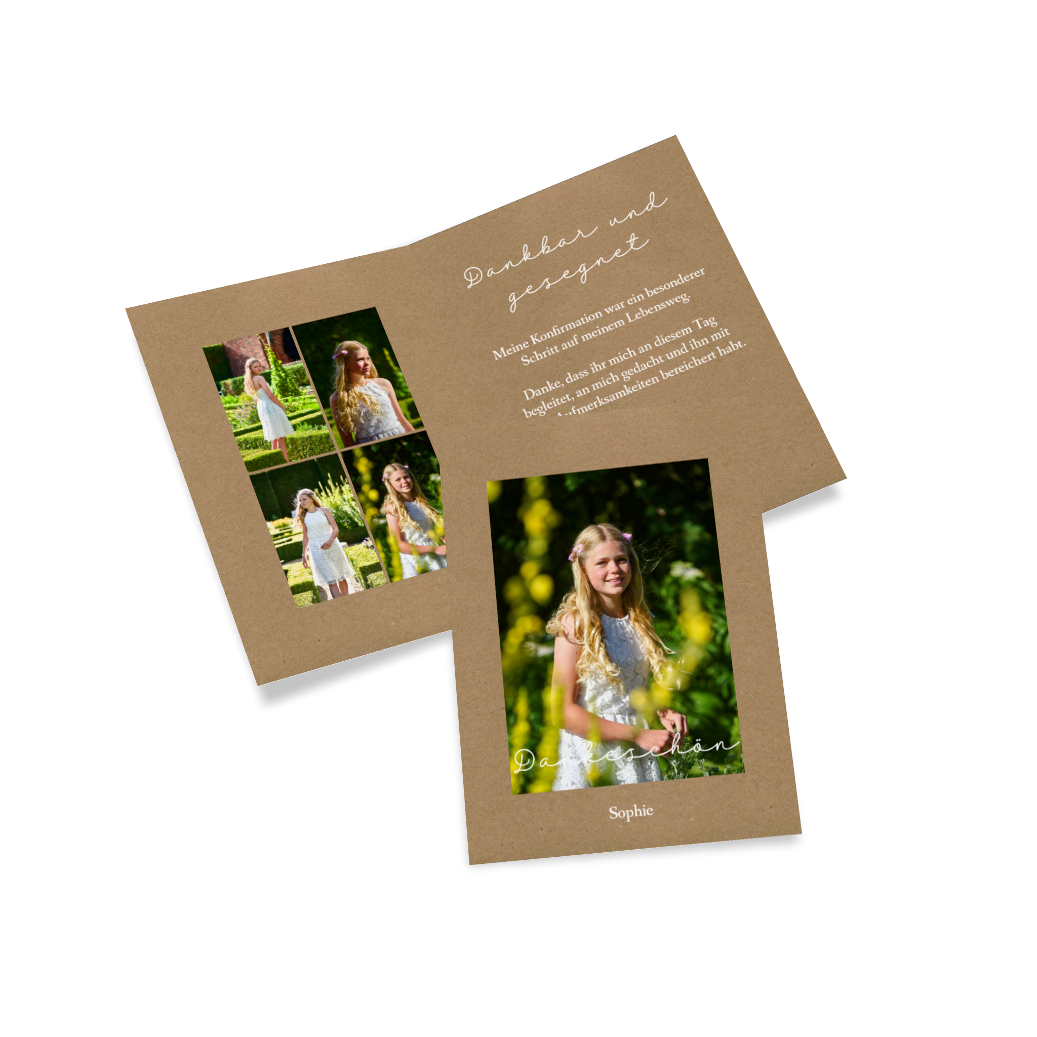 Danksagungskarte zur Konfirmation mit Bild des Konfirmationskindes.