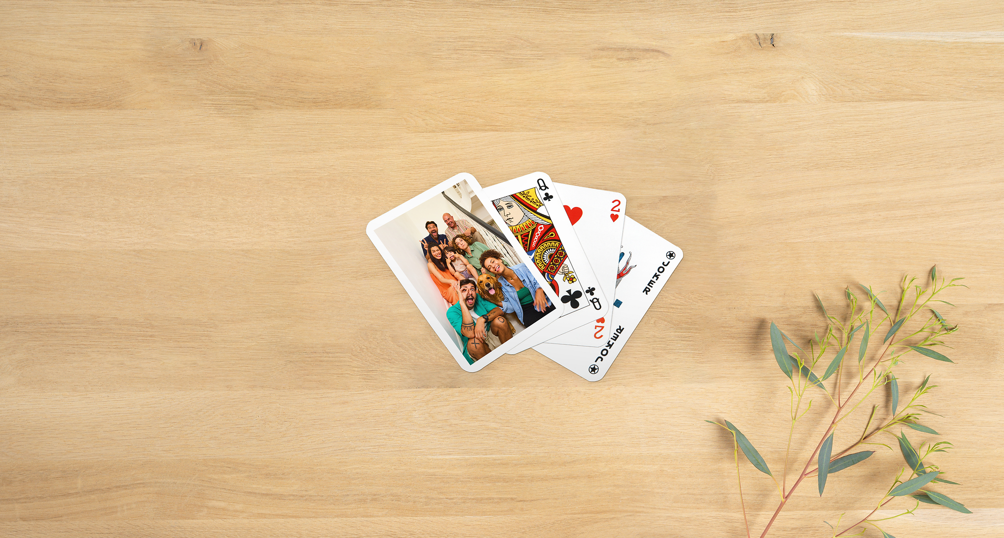 Jeu de cartes photo pour poker avec une photo d’un groupe d’amis.
