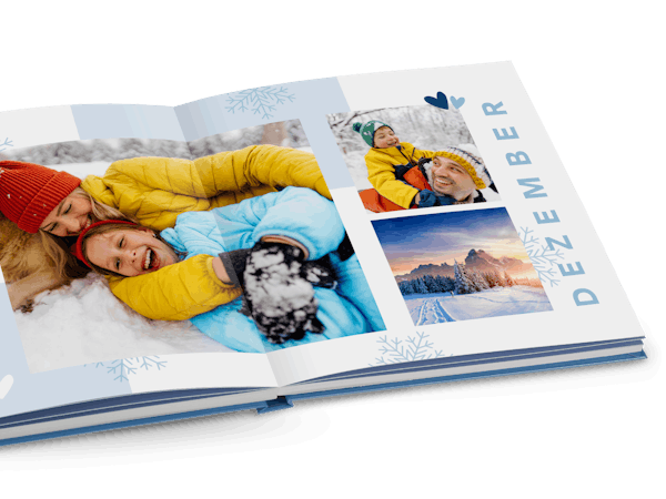 Dein Jahr, deine Momente in Bildern Pixum Fotobuch im Querformat mit Familienbildern im Winter