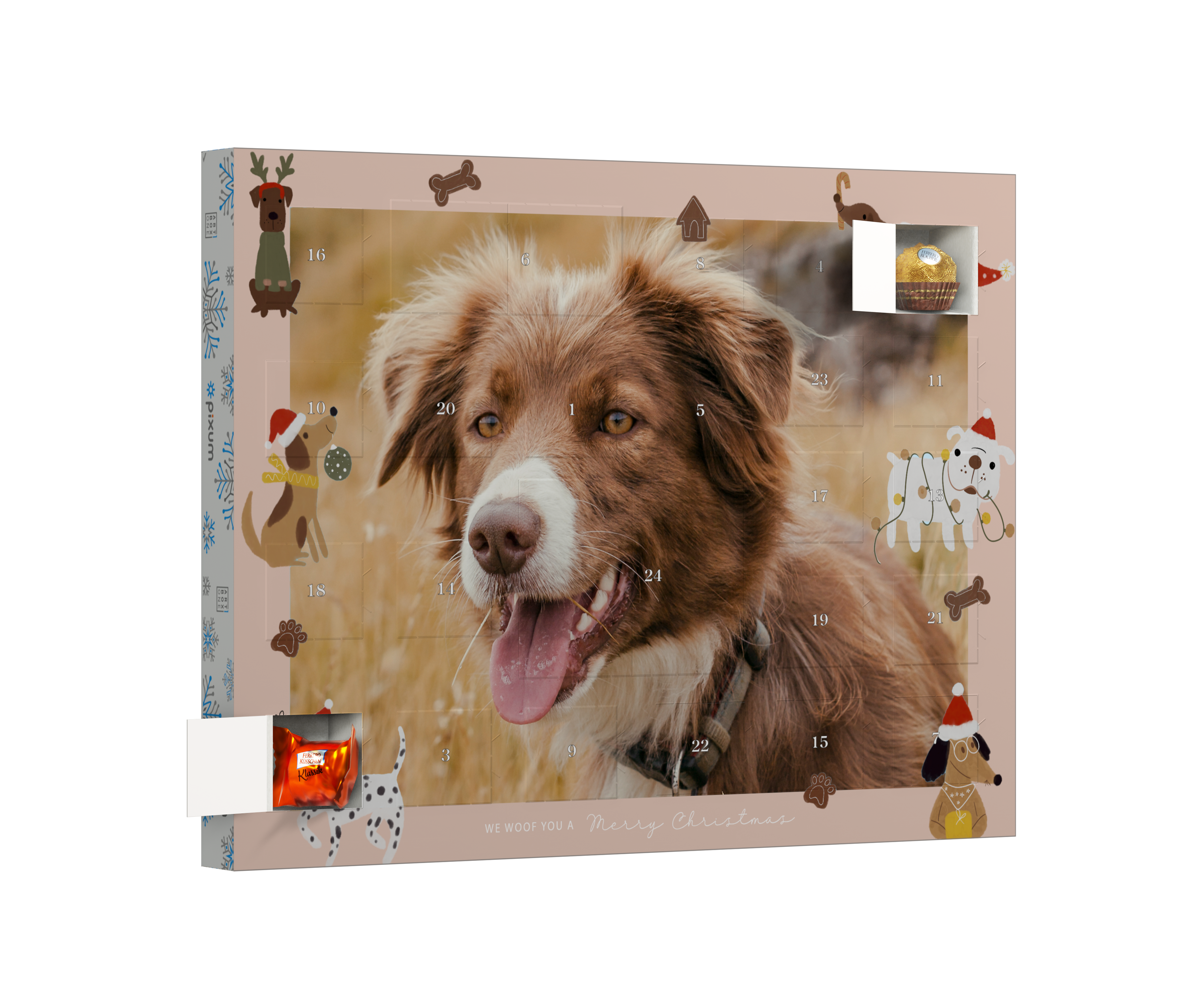 Pixum Foto-Adventskalender mit Ferrero Pralinen und Hunde Foto