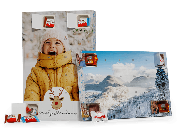 Pixum Adventskalender gestalten Zwei Adventskalender mit Schokolade von kinder und Ferrero Pralinen