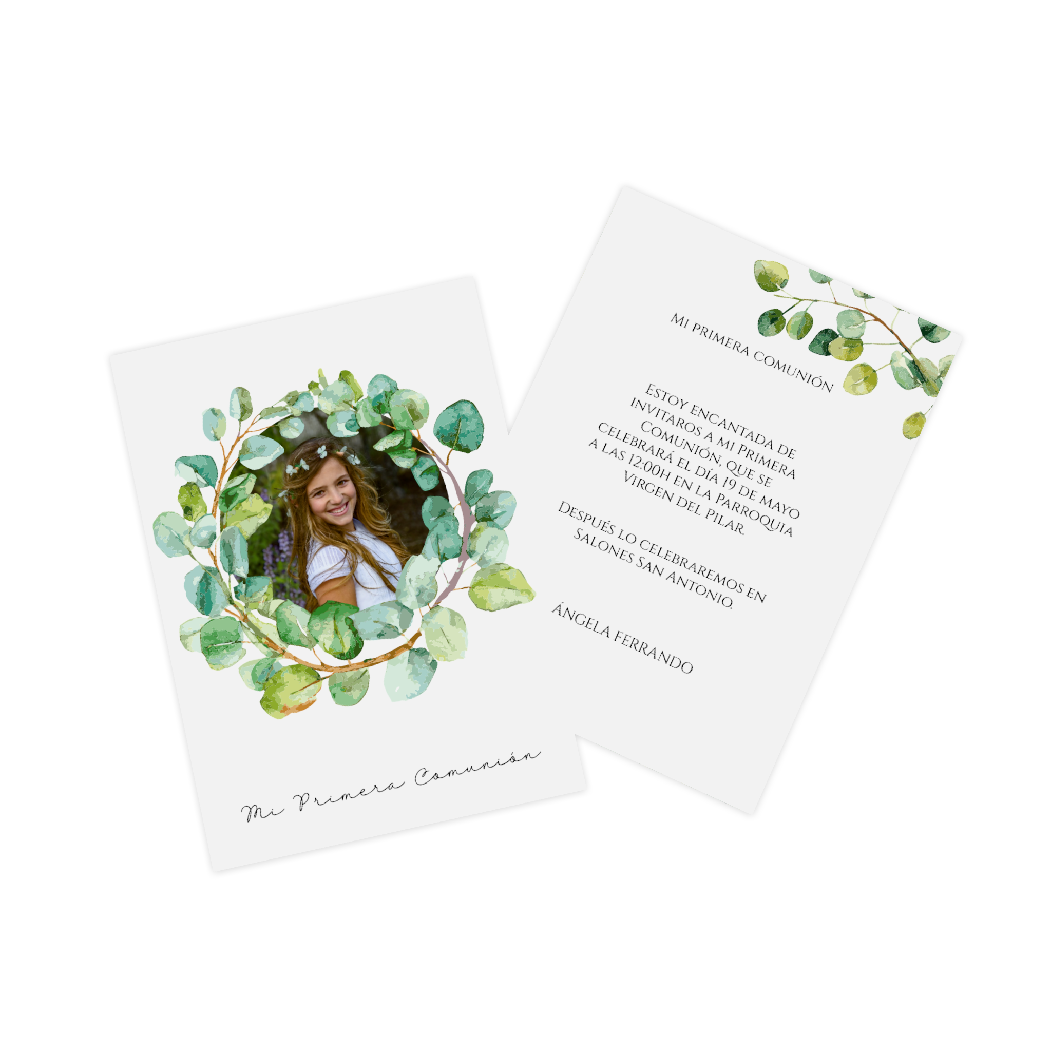 Invitación de comunión personalizada con la foto de un niño