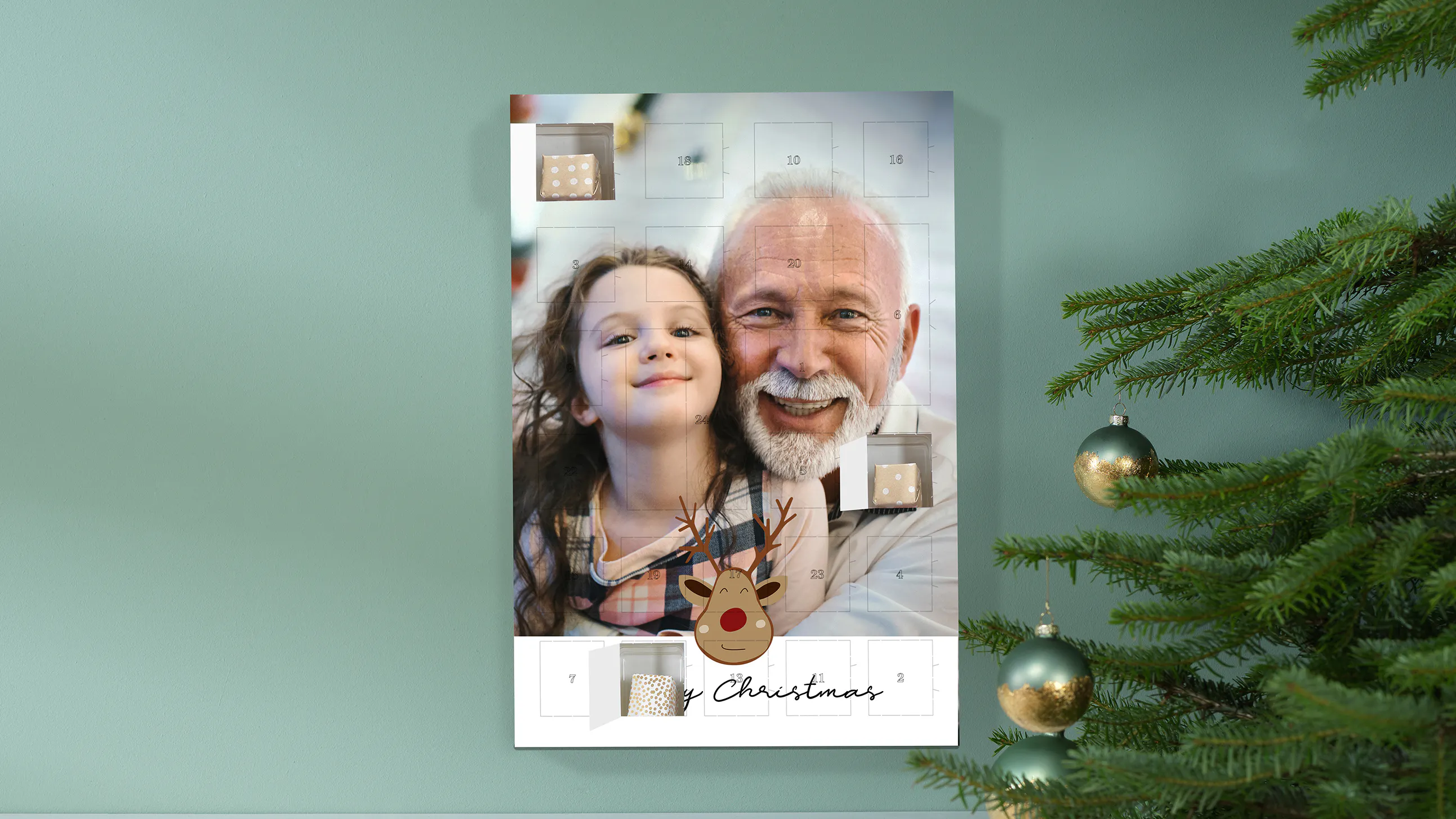Självfyllbar foto adventskalender design Självfyllbar foto adventskalender design