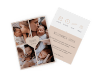 Verschicke Geburtskarten mit persönlichen Botschaften Fotokarte zur Geburt mit Informationen zur Geburt und Familienfotos