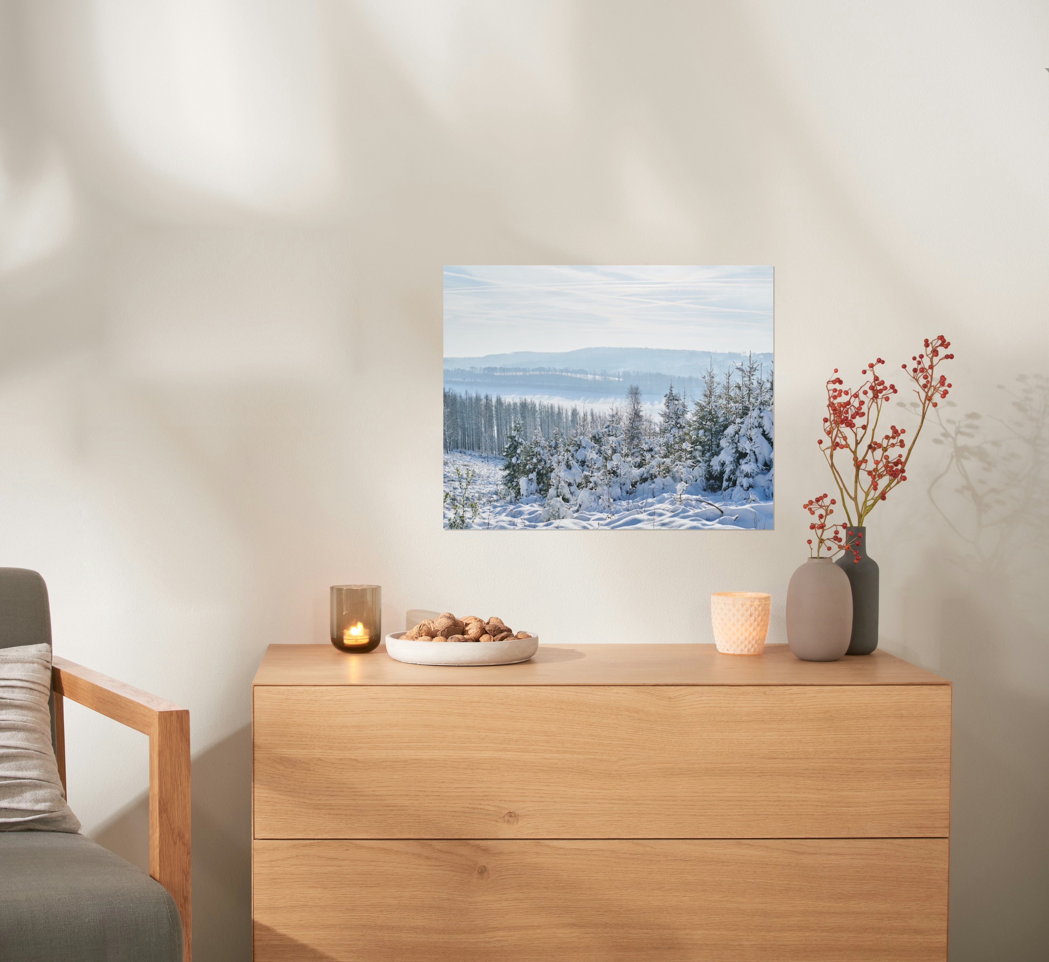 Poster avec une photo de paysage en hiver.