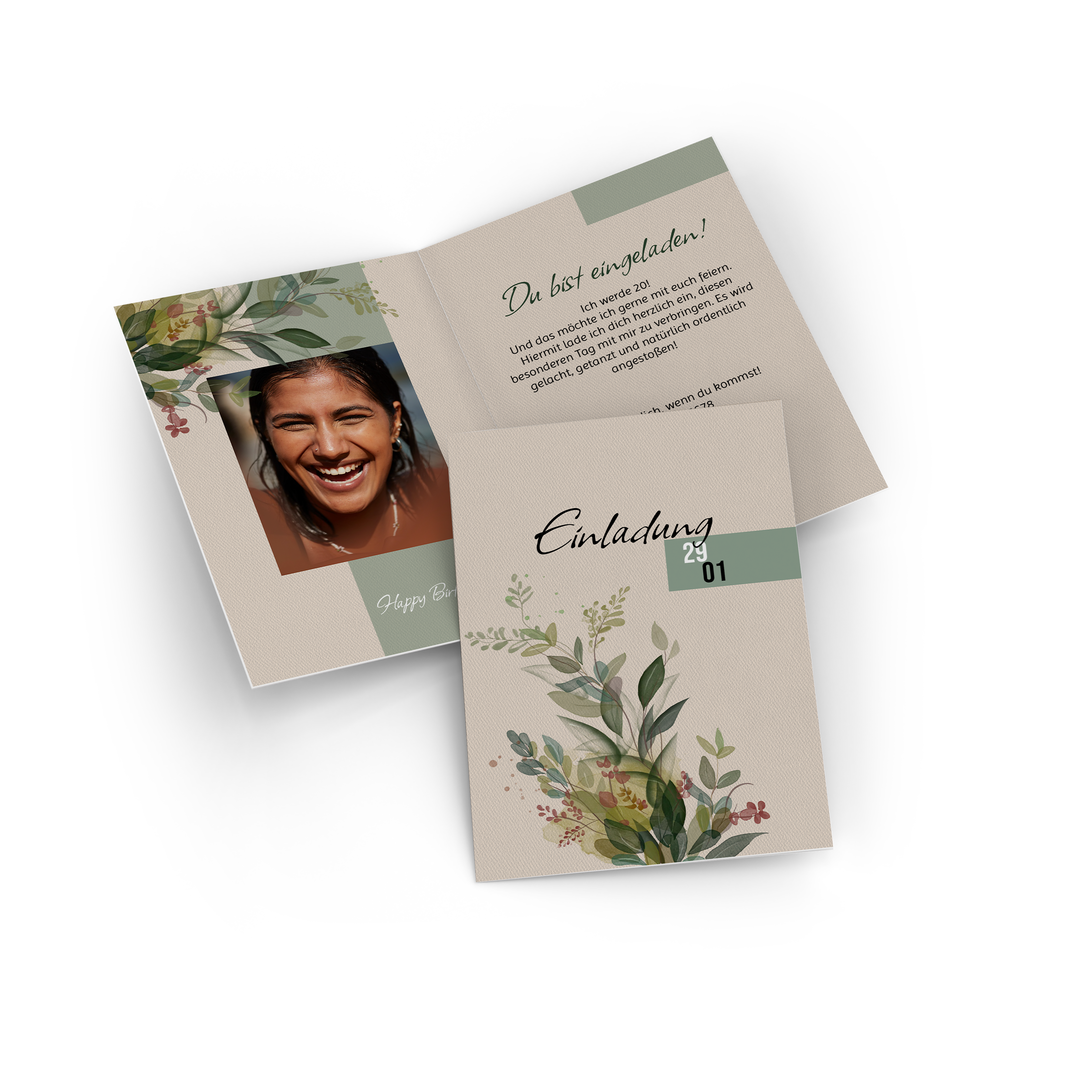  mit Blumenmuster als Geburtstagseinladung