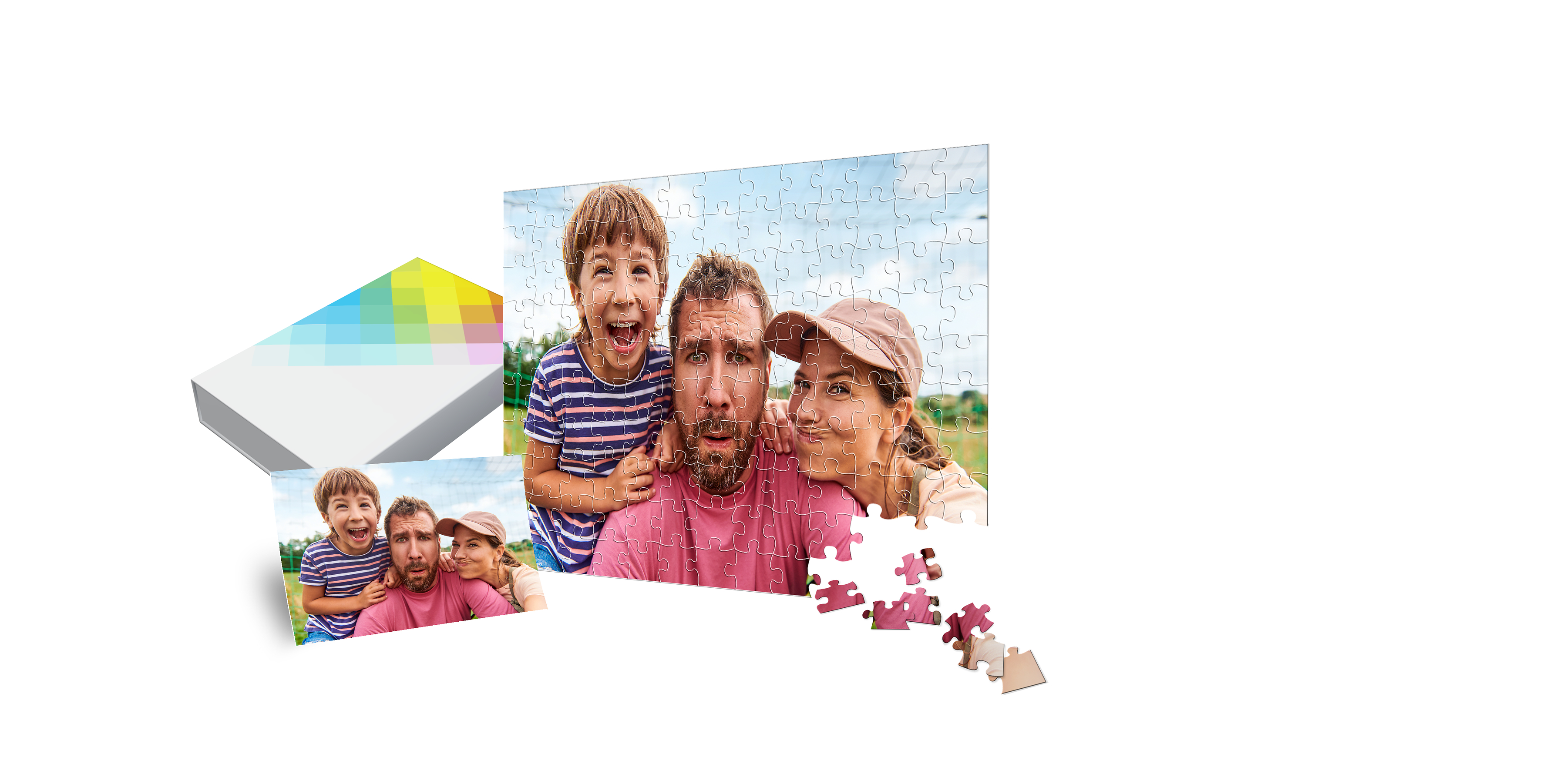 Fotopuzzle mit 266 Teilen mit einem Familienfoto.