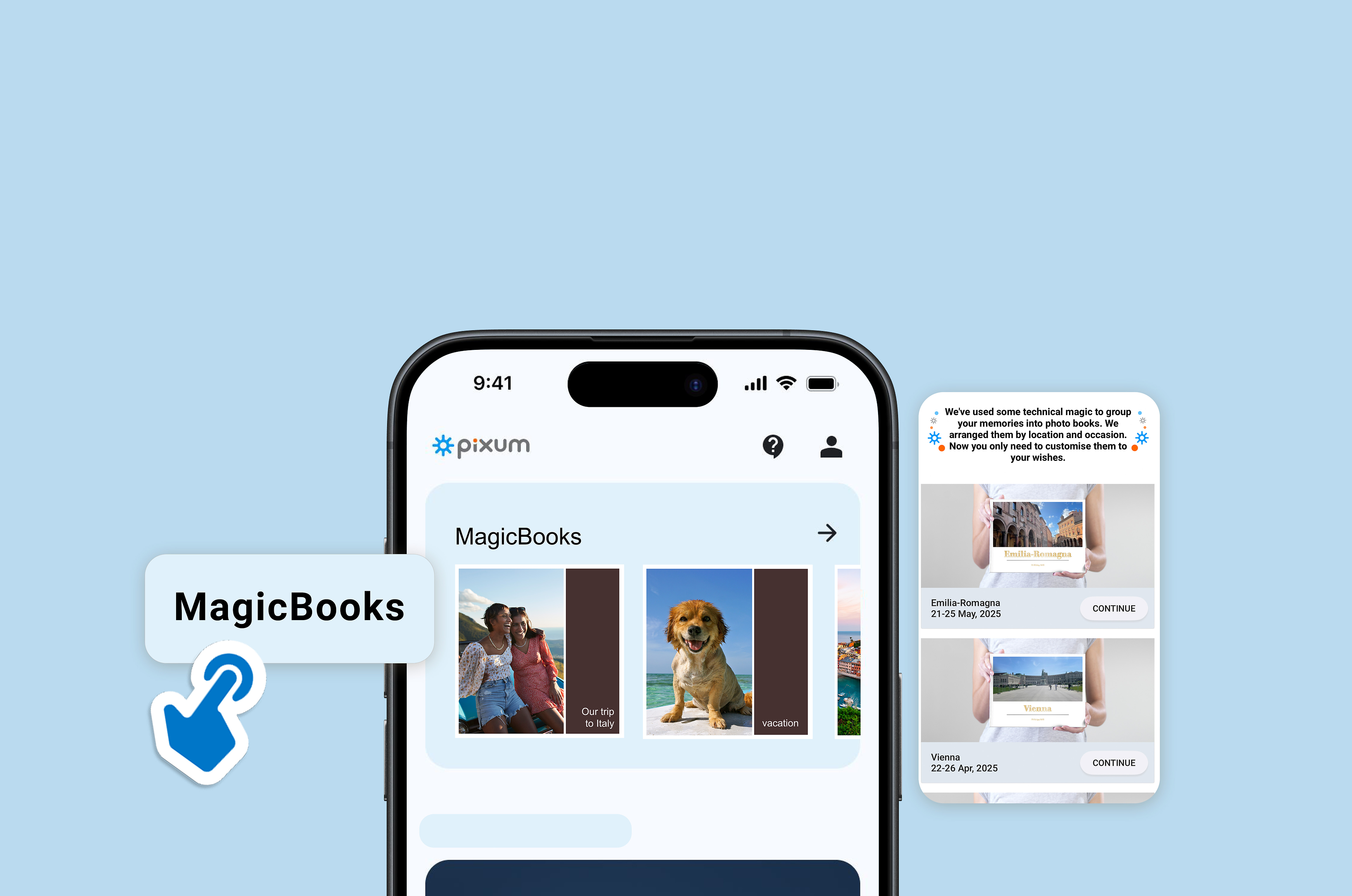 Crear álbumes de fotos automáticos con la aplicación Pixum