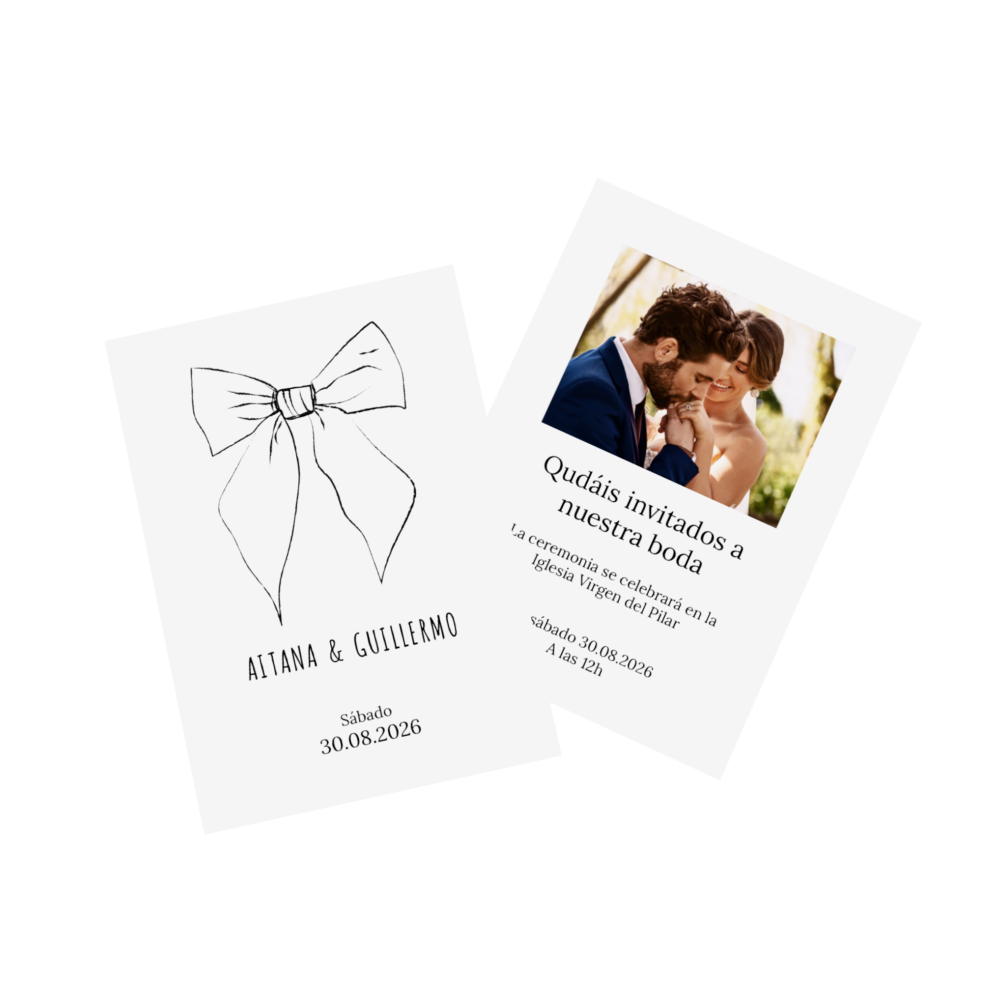 Tarjeta de invitación de boda con un mensaje personalizado