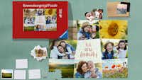 Puzzle personalizzato, Foto Memo e calamite Collage su puzzle personalizzato, Foto Memo e calamite con foto primaverili su sfondo verde chiaro