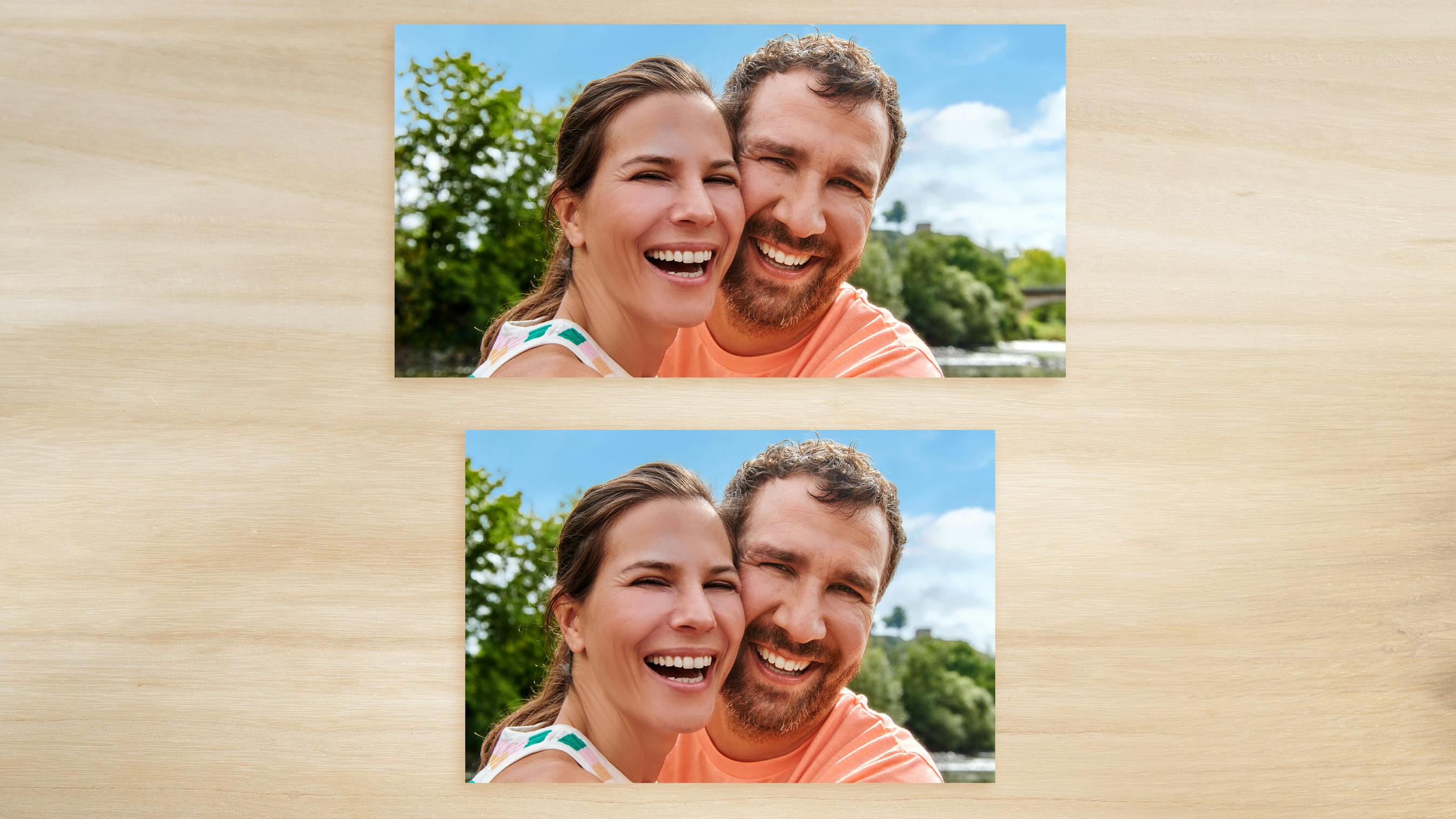 Comparaison de deux tirages photo : un en format flexible et un en format fixe