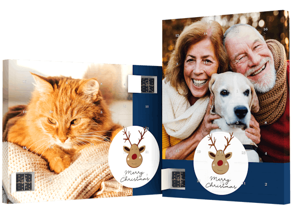 Freisteller von Foto-Adventskalendern zum Selbstbefüllen mit Hundemotiven