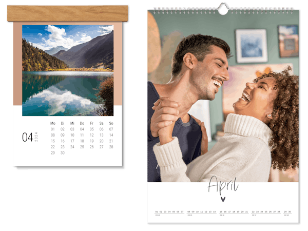 Calendrier photo mural 2026 Deux calendriers muraux design – avec une photo de paysage et une photo de couple