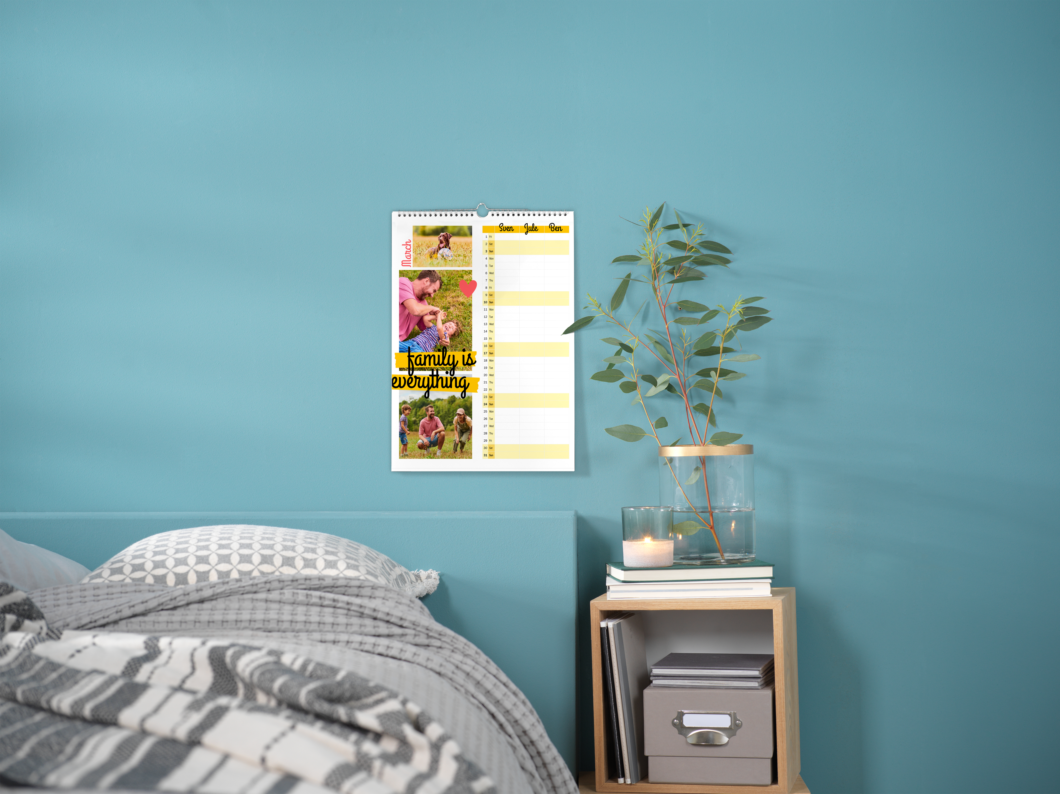 Pixum familieplanner met tekst.