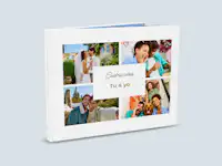Portada de álbum de fotos con fotos de pareja Álbum de fotos de pie con un collage de fotos de parejas en la portada.