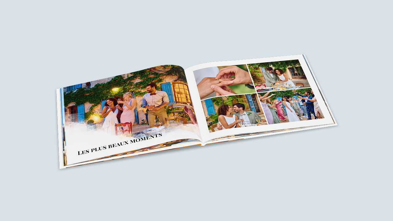 Livre photo paysage avec Dazzling Days comme modèle de Design sur une page d'exemple,