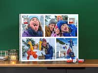 Foto-Adventskalender mit Collage und Schokolade von kinder® Foto-Adventskalender mit Collage und Schokolade von kinder®. Die Collage besteht aus insgesamt 4 Fotos von einer Familie mit Kindern, Eltern und Großeltern.
