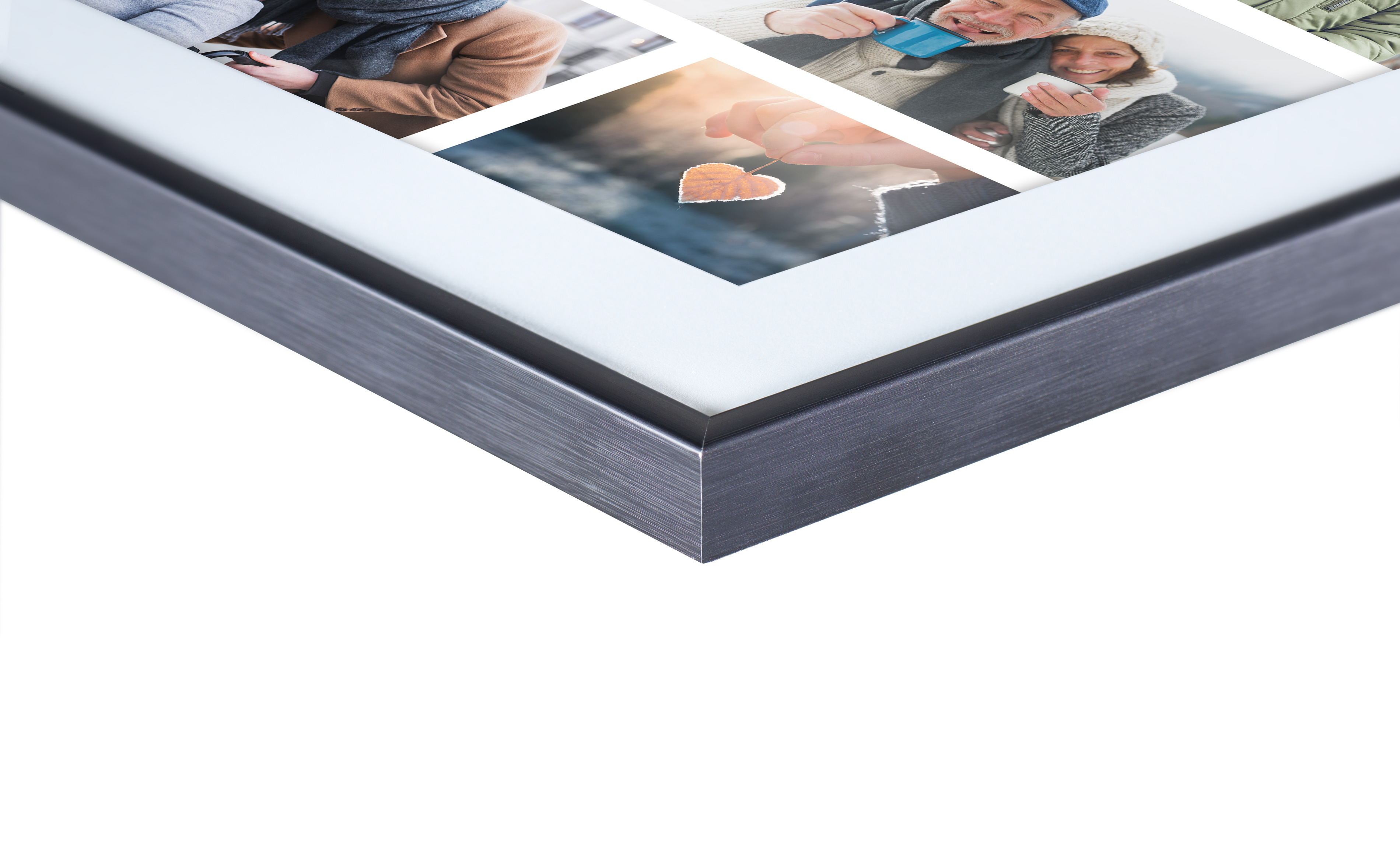 Fotocollage in fotolijst als detailbeeld met winterse foto's