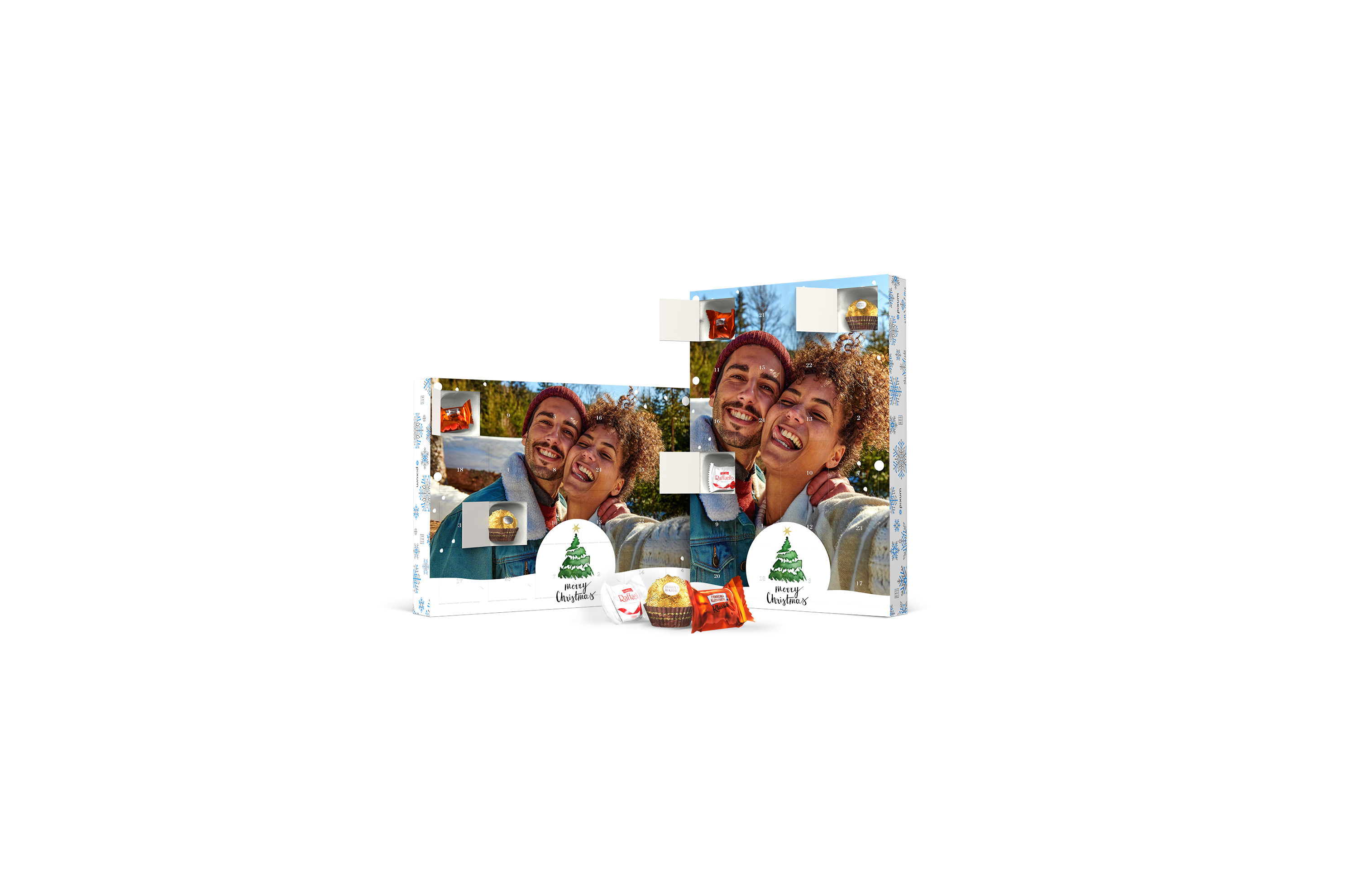 Calendarios de Adviento personalizados de Ferrero Rocher con fotos de una pareja