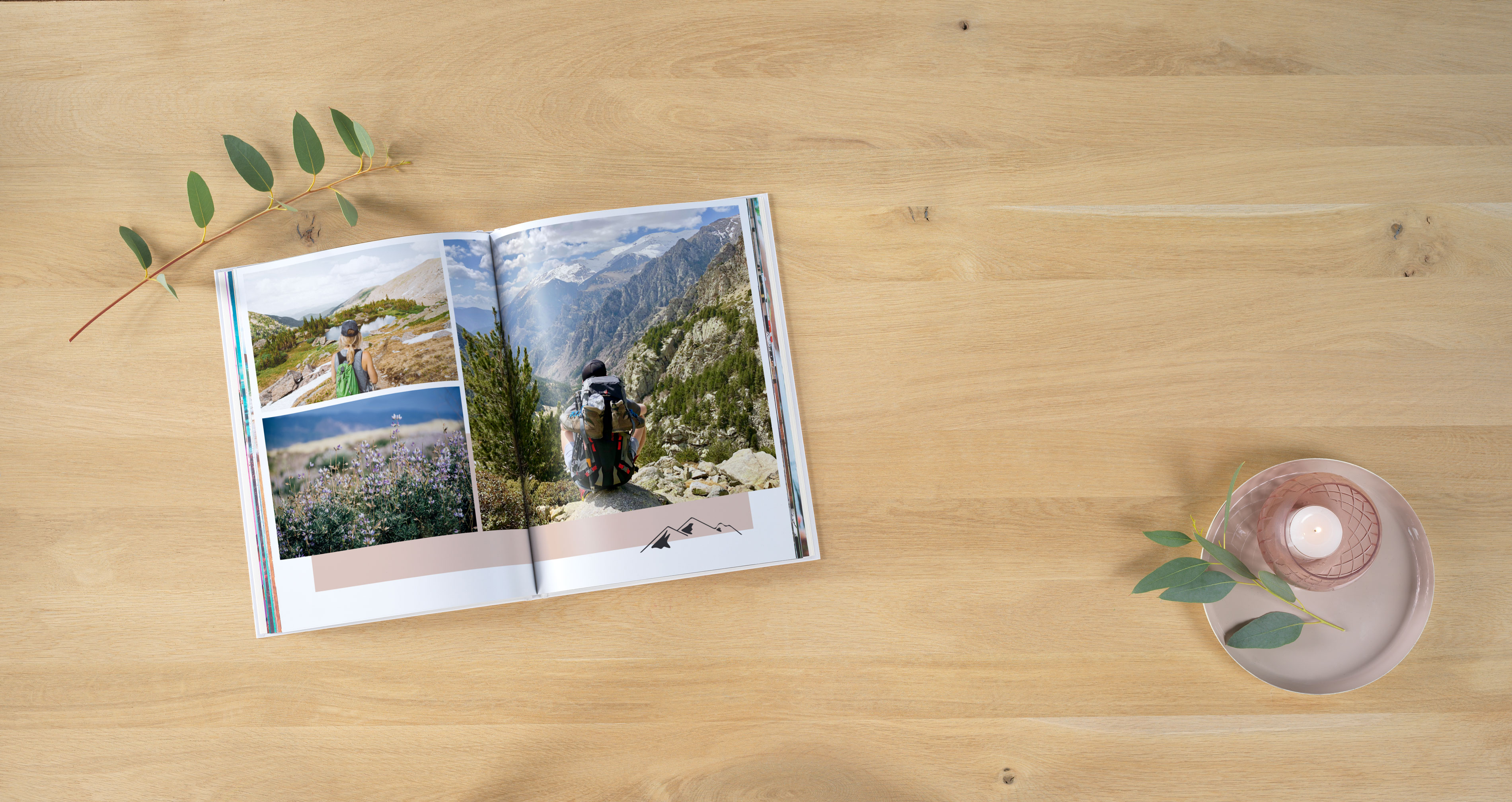 Livre photo Pixum au format vertical avec des photos de randonnée