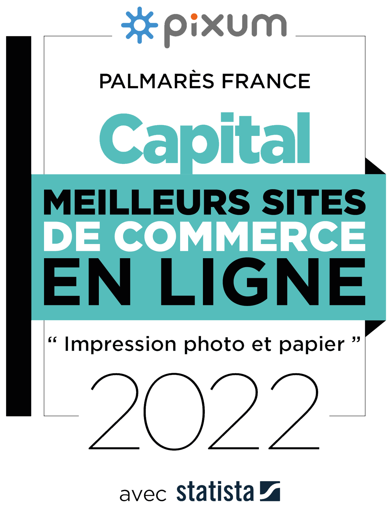 Pixum a été  élu meilleur site de e-commerce pour "l'impression photo & papier" en 2022