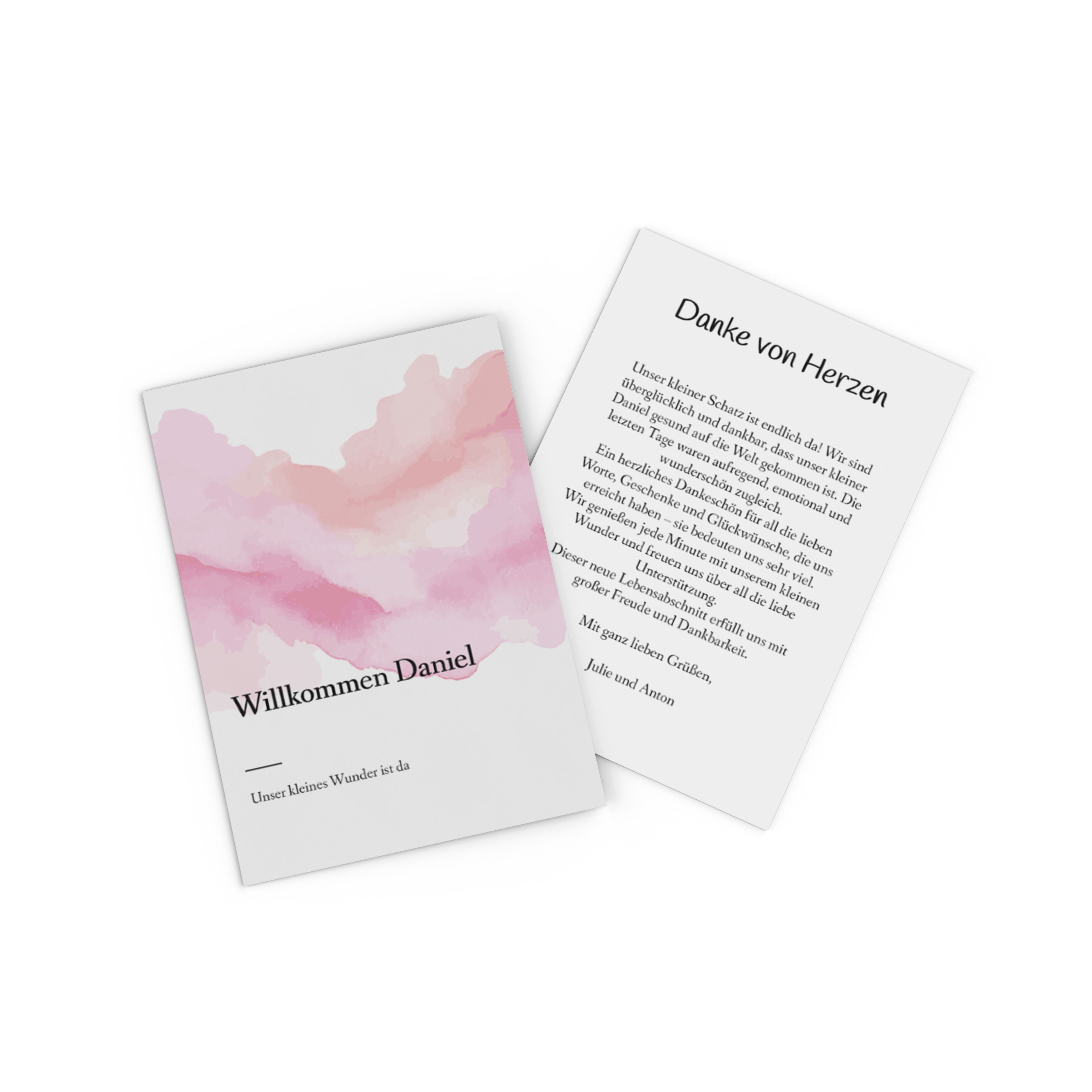 Geboortekaartje met aquareldesign.