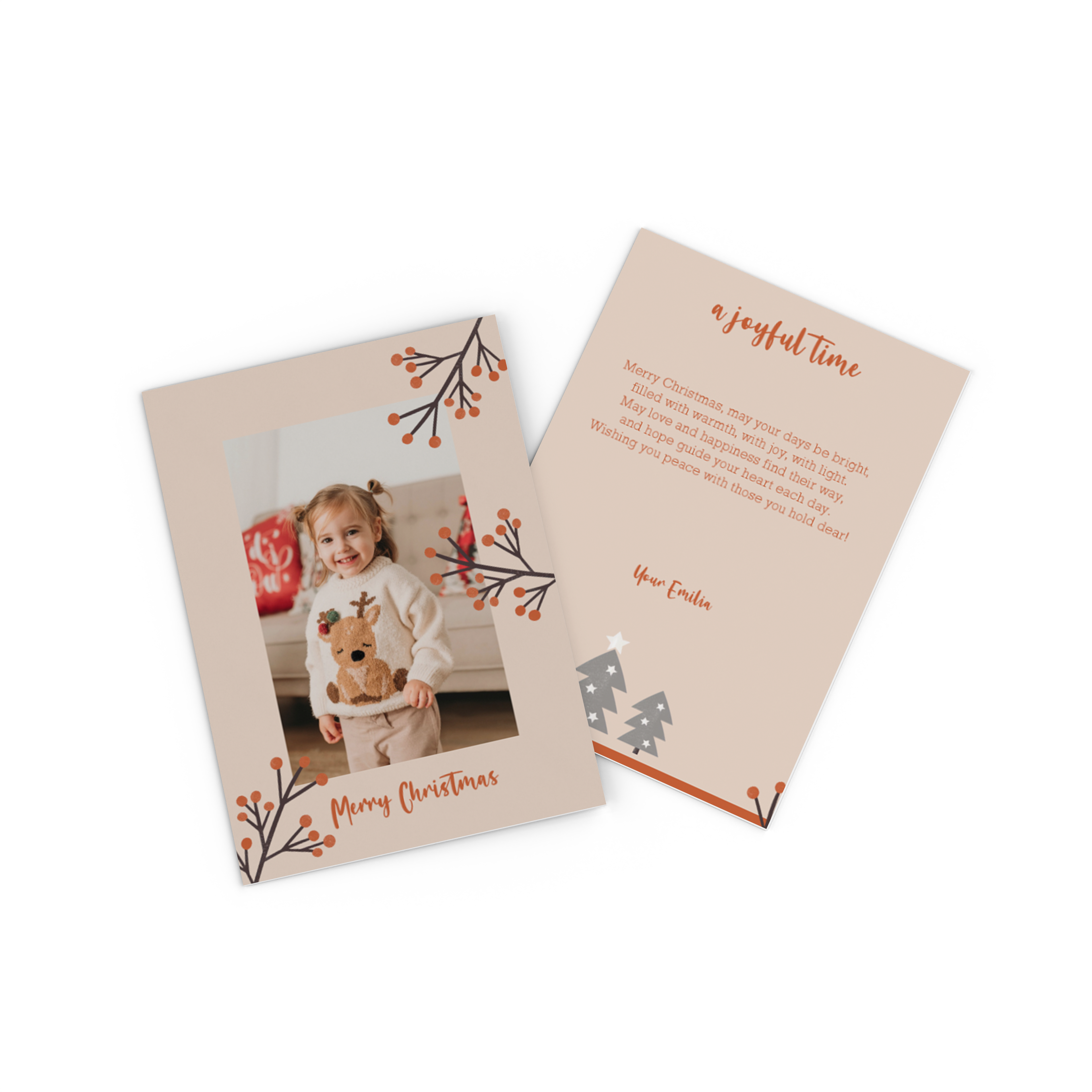 Carte de Noël avec une photo de famille.