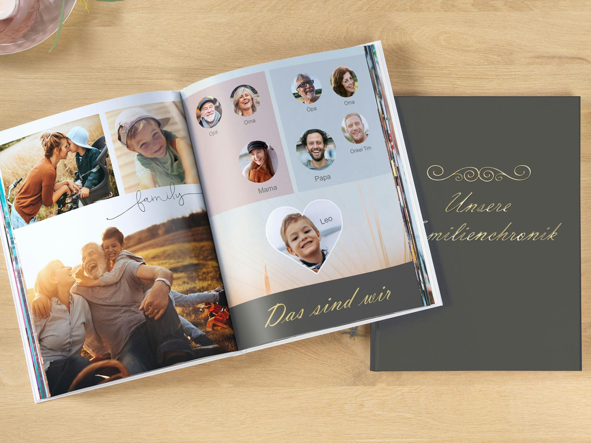 Pixum Fotoboek als familiekroniek met foto's van een stamboom