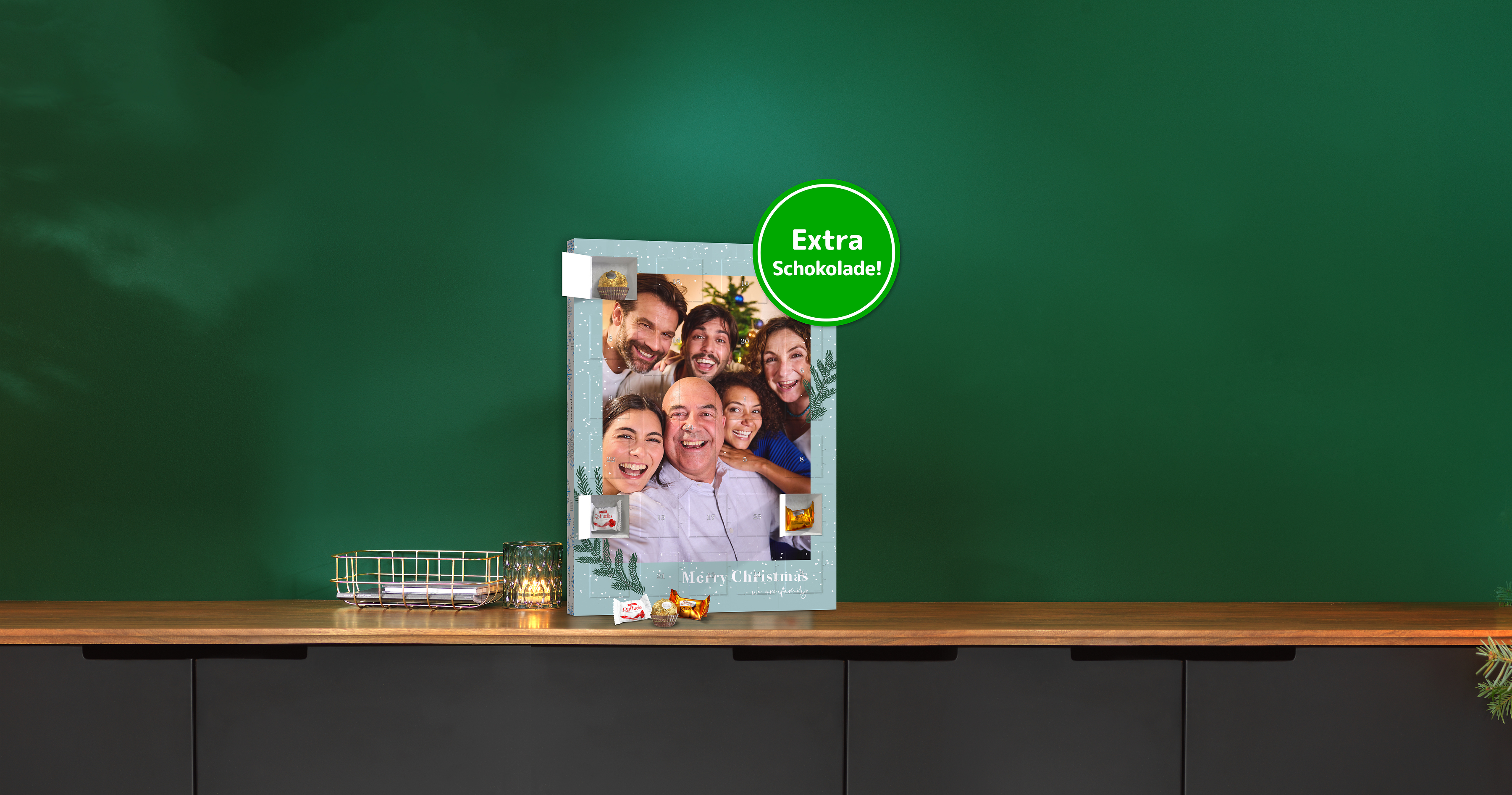 Großer Fotokalender mit Familienmotiven und Ferrero Pralinen