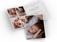 Verschicke persönliche Karten zur Geburt Fotokarte zur Geburt mit Informationen zur Geburt und Familienfotos