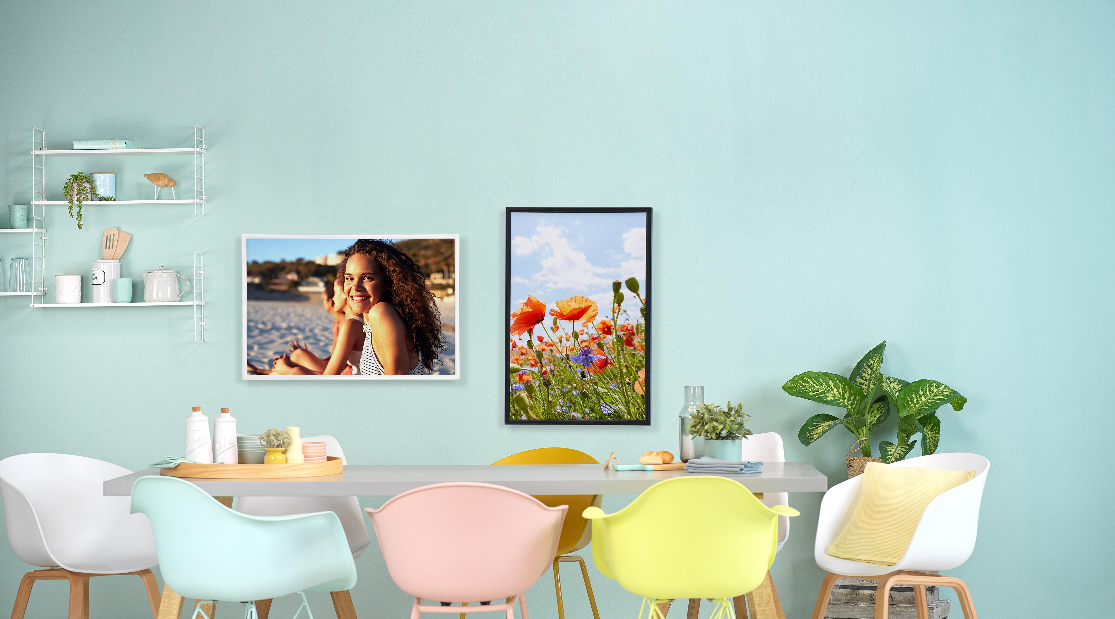 Two photo prints with plastic frame and summer images