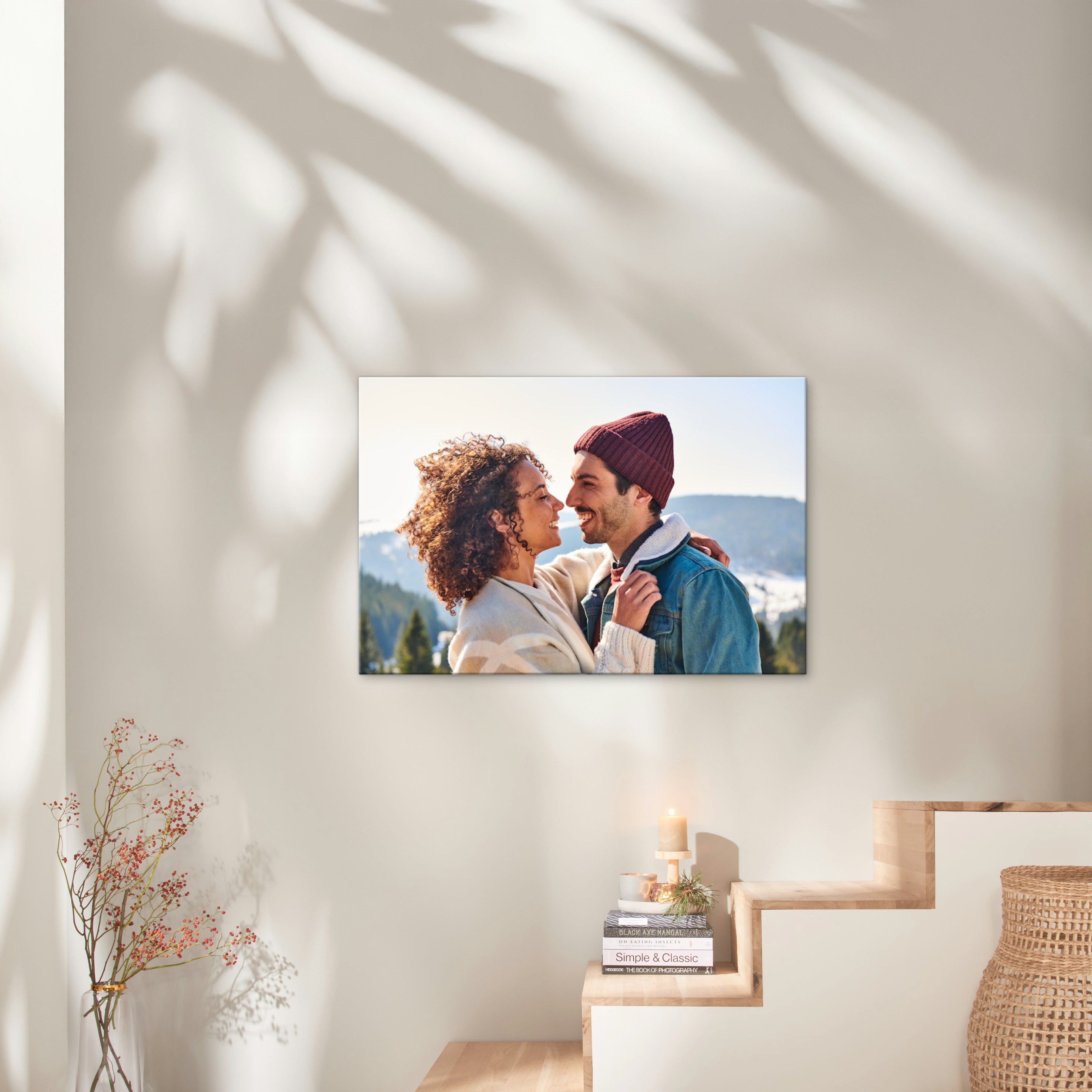 Une photo d'un couple sur une toile de 60x90 cm.