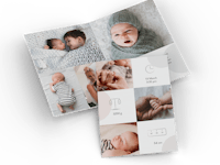 Envia tarjetas de nacimiento personalizadas Tarjeta con foto de nacimiento con información sobre el nacimiento y fotos familiares